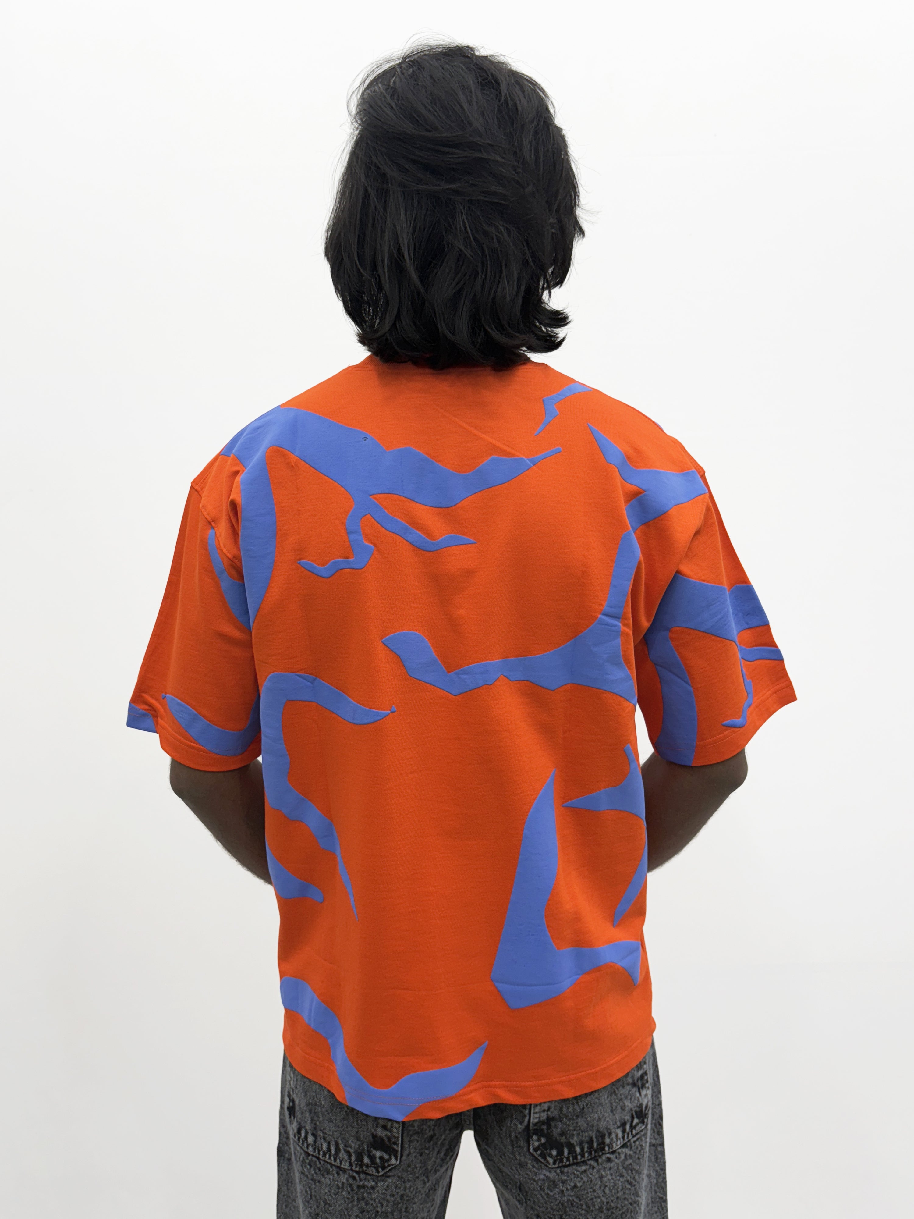 Orange Blue  All Over Print Oversize T-Shirt