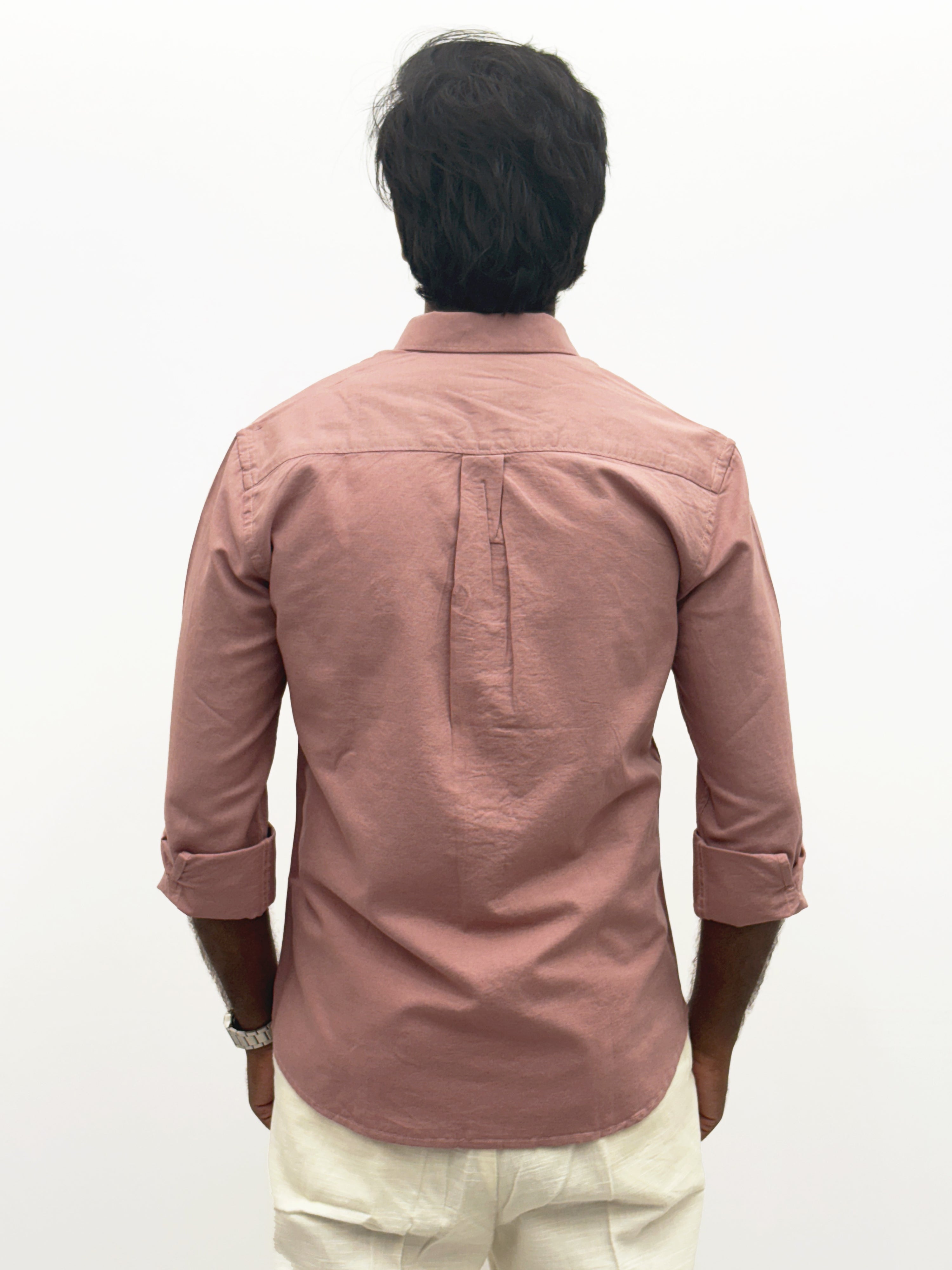 Peach Plain Linen Shirt