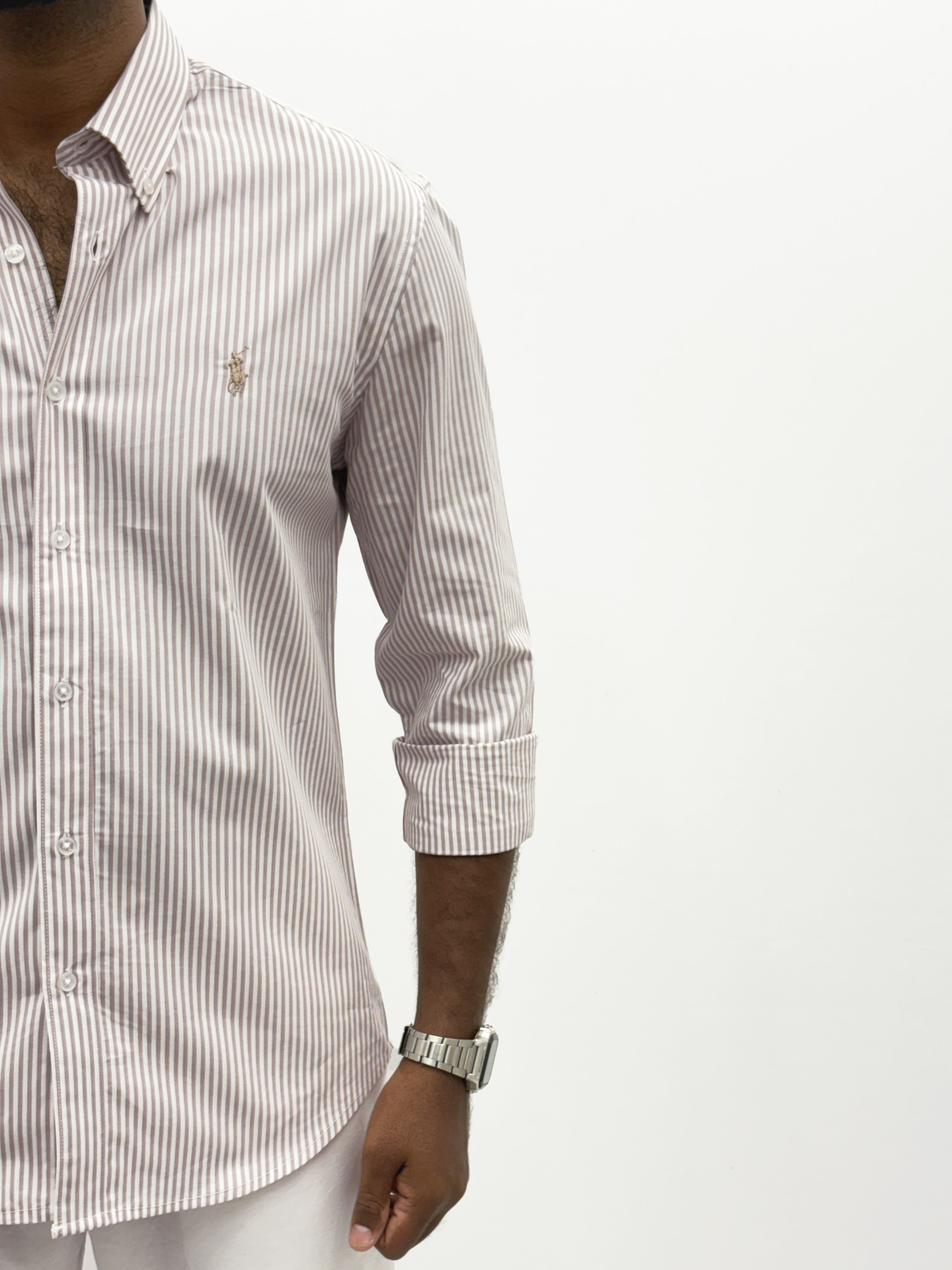 Dusty Mauve Old Money Stripe Shirt