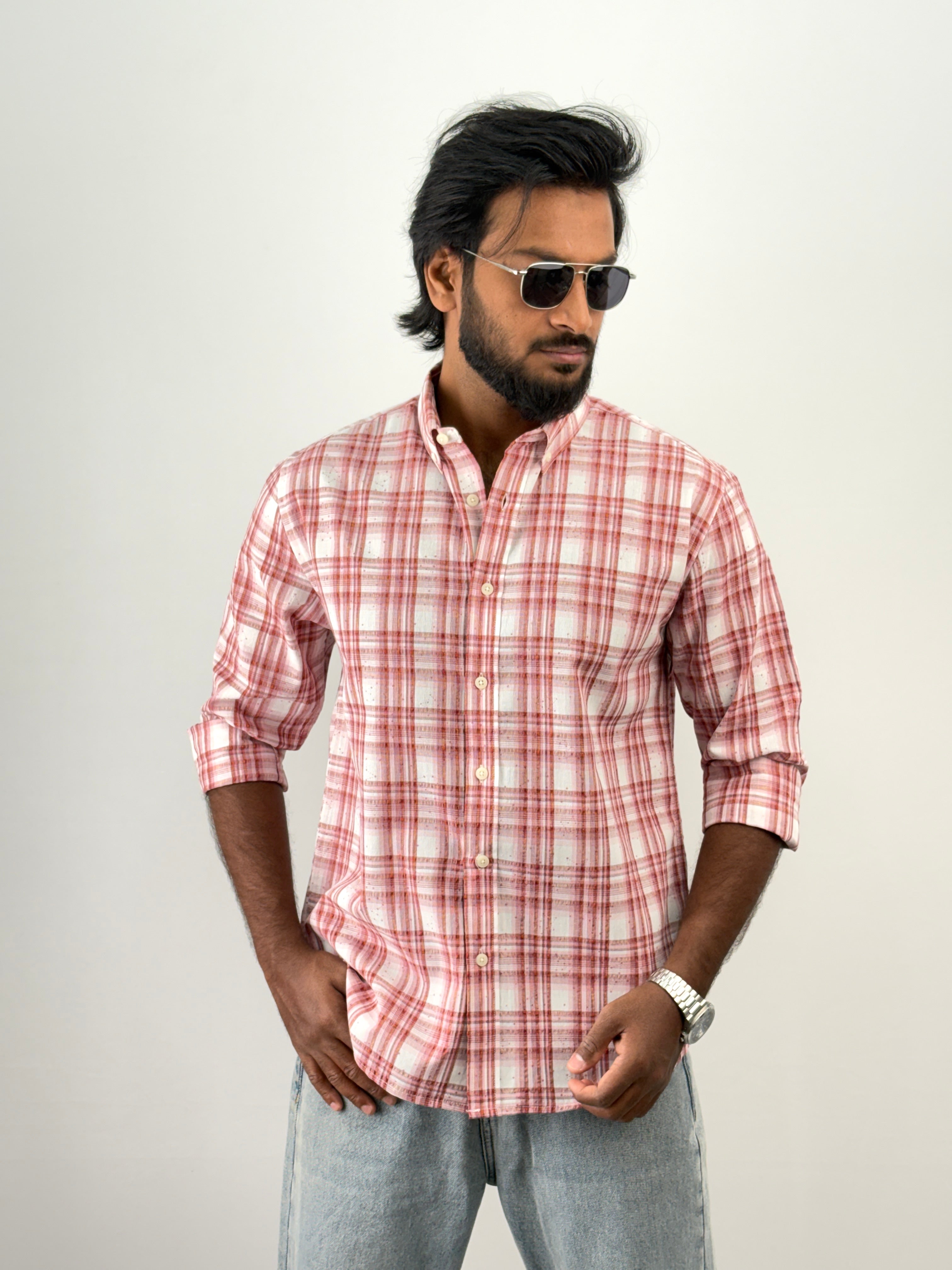 Pink Flannel Printed Shirt