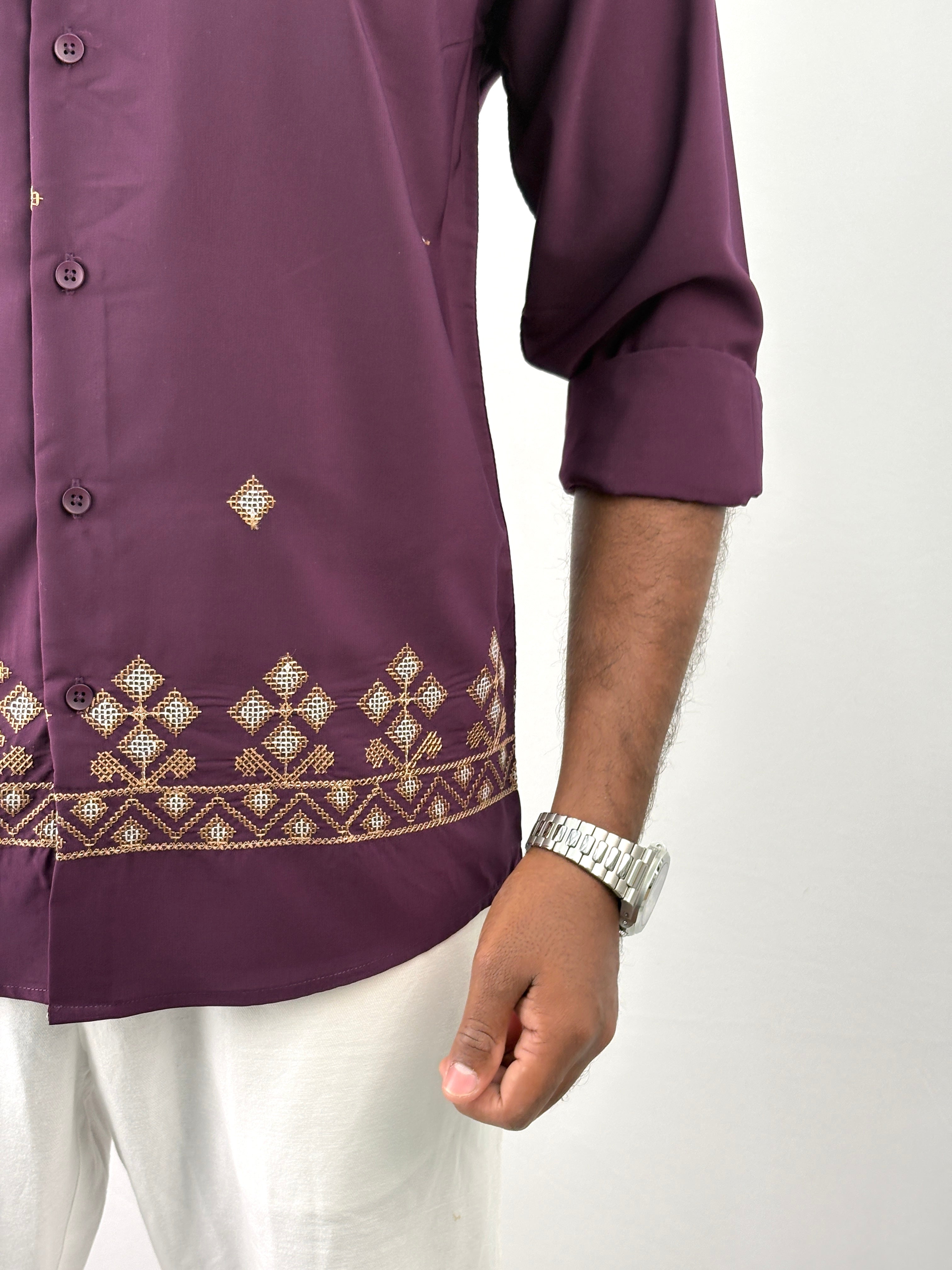 Purple Embroidery Shirt