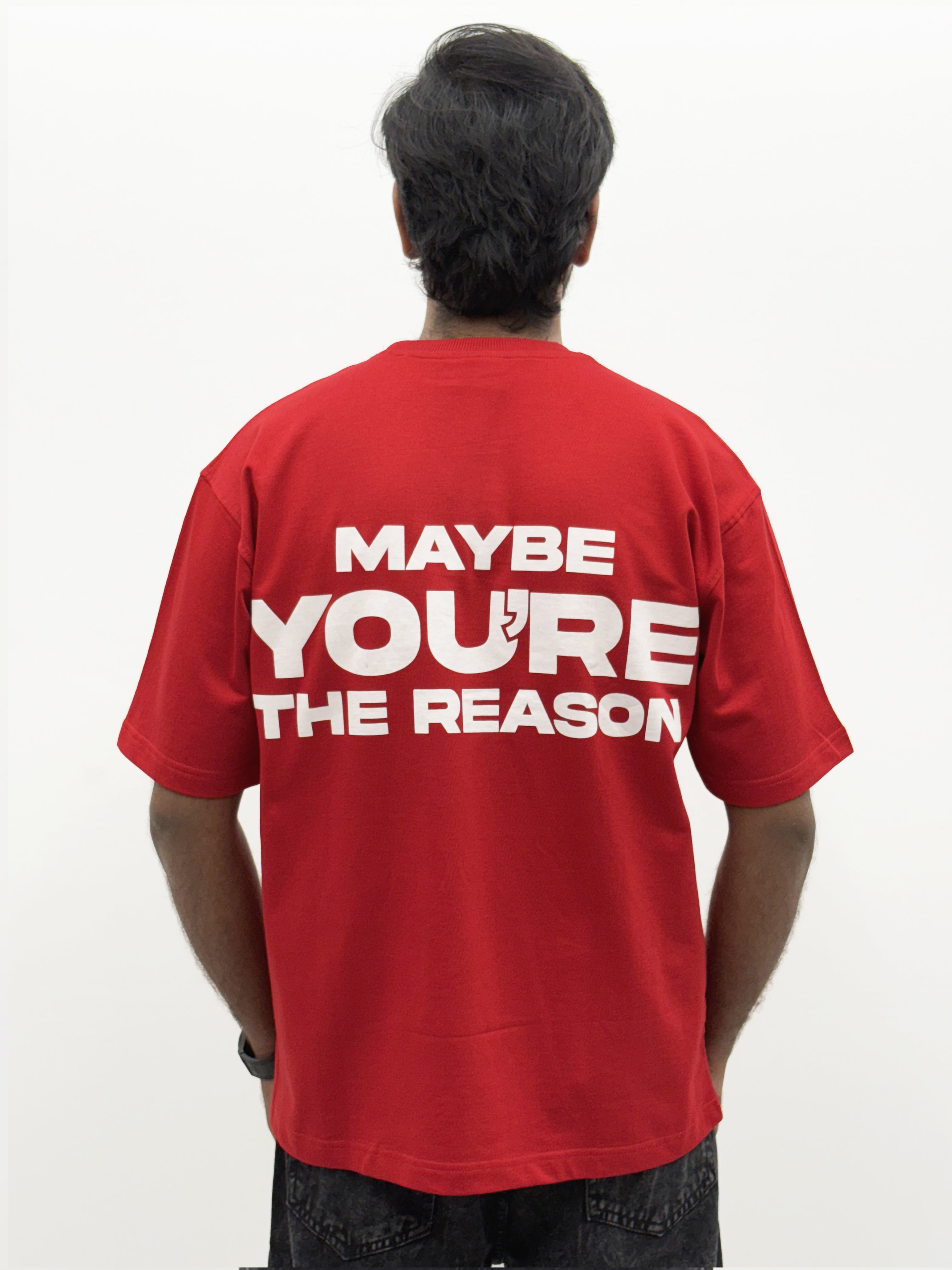 Red Oversize Back Print  T-Shirt