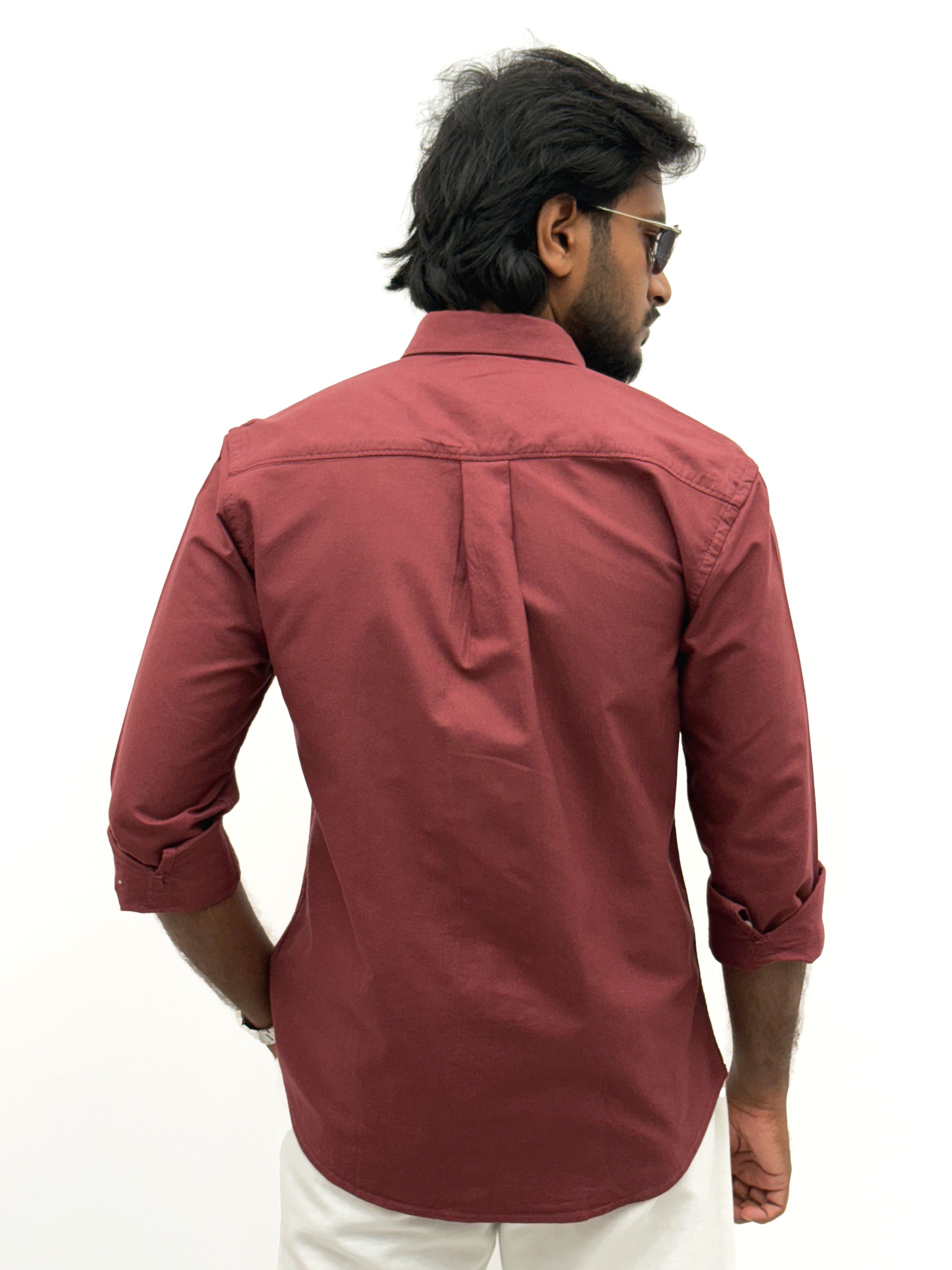 Red Plain Oxford Shirt