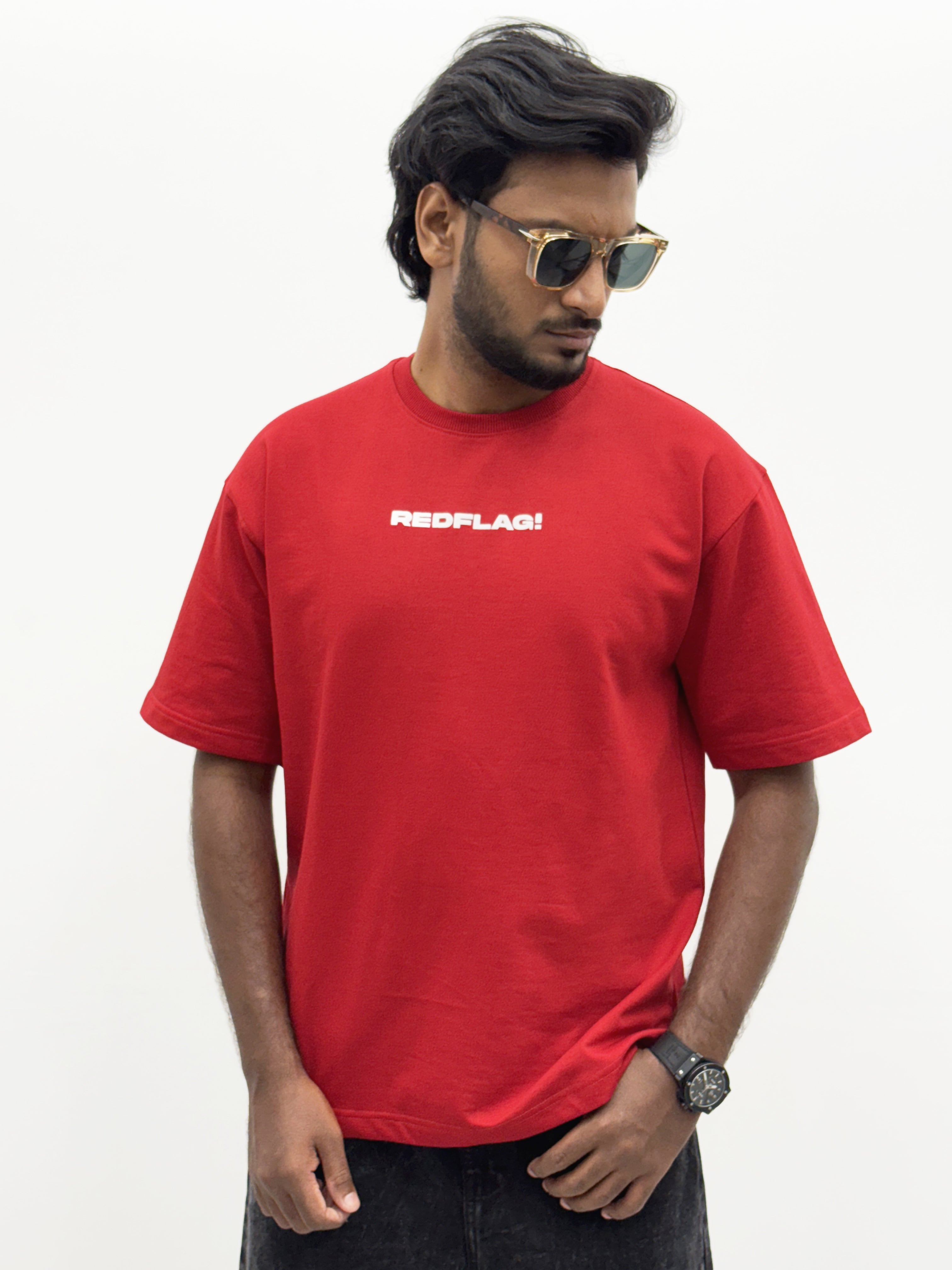 Red Oversize Back Print  T-Shirt