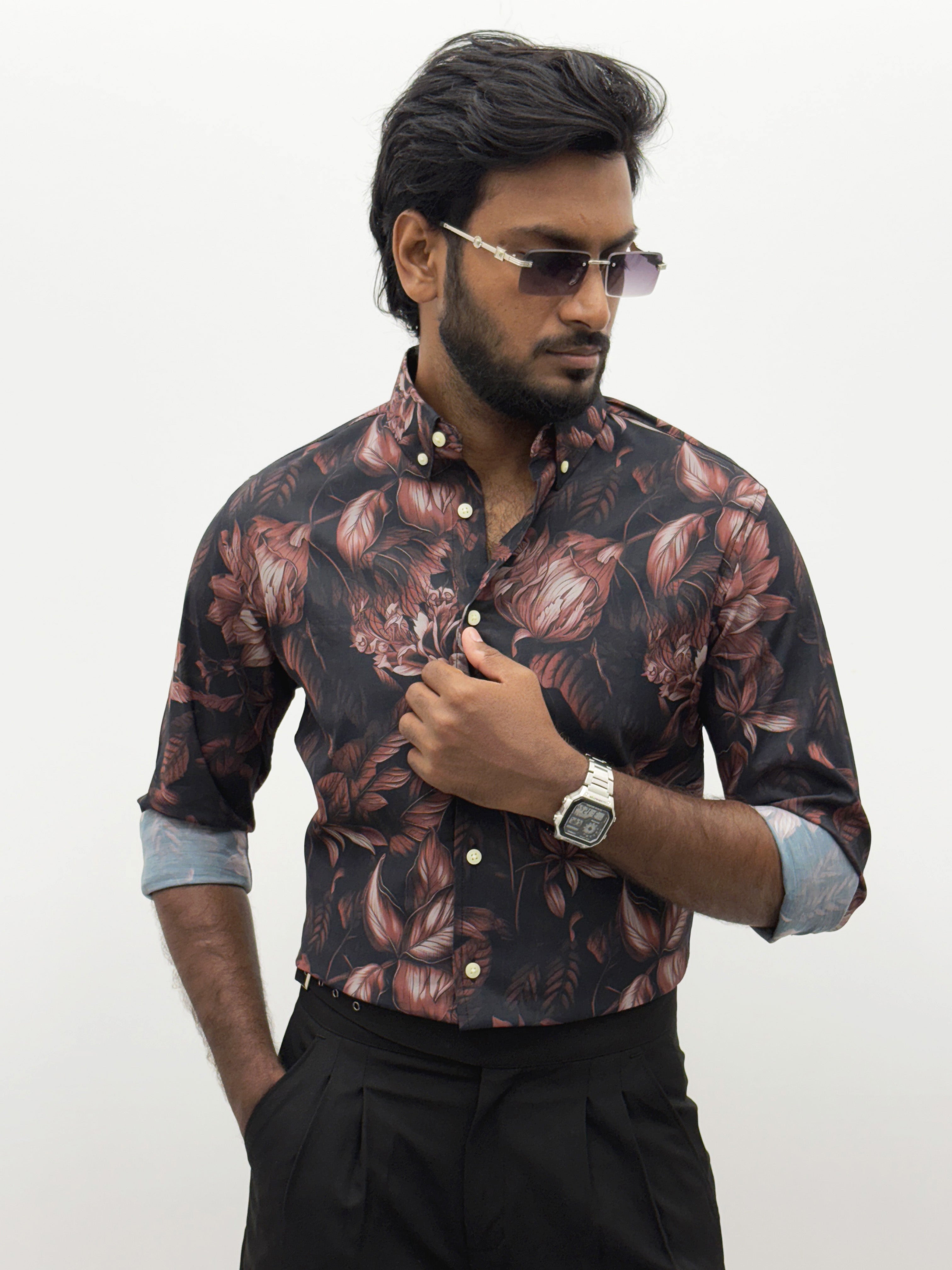 Black Red IMP Retro Printed Shirt