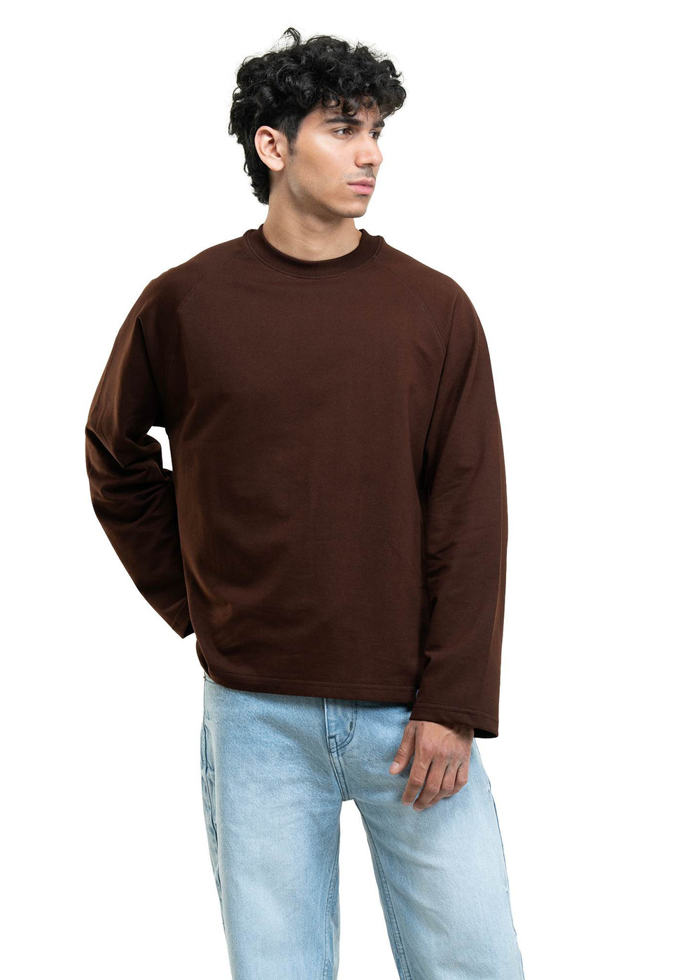Dark Brown Cropped Raglan Tee