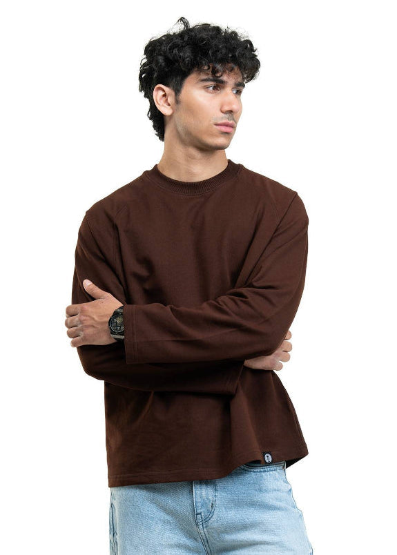 Dark Brown Cropped Raglan Tee