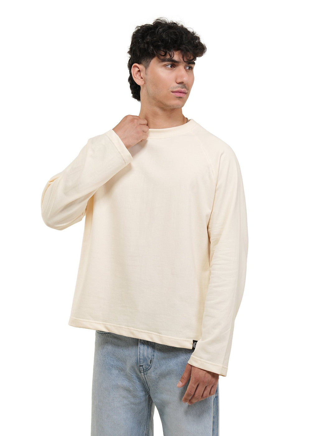 Cream Cropped Raglan Tee