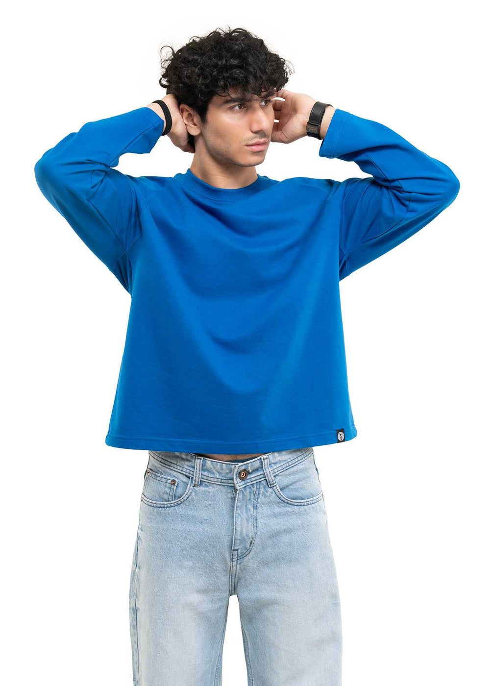 Royal Blue Cropped Raglan Tee