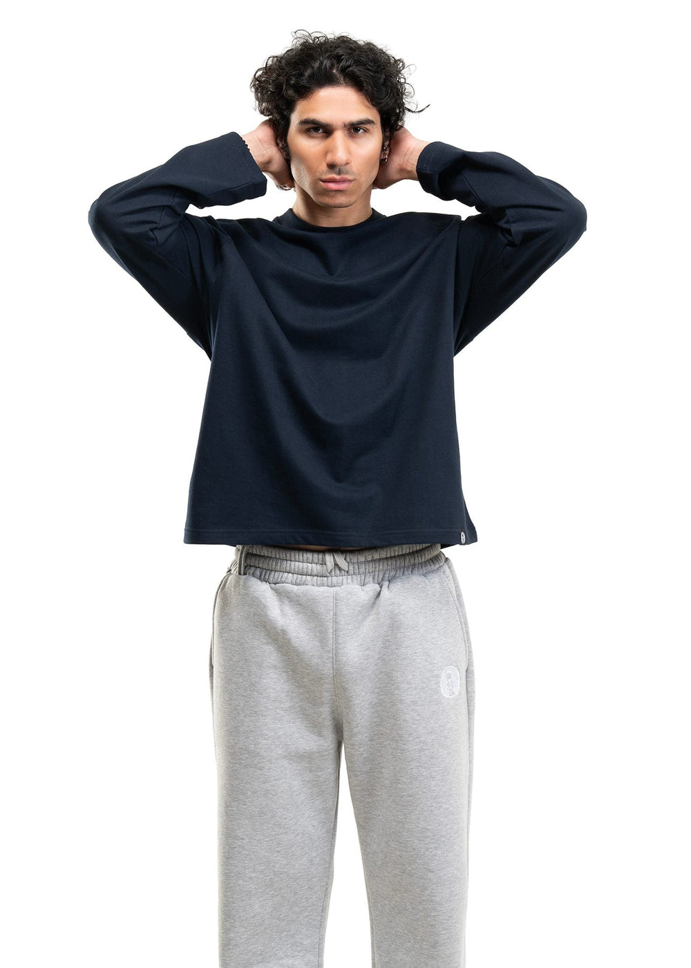 Navy Cropped Raglan Tee