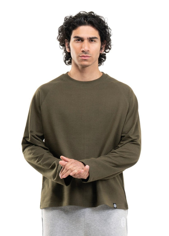 Dark Green Cropped Raglan Tee