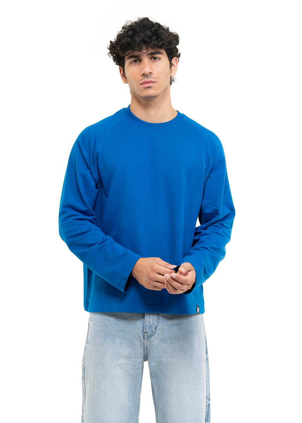 Royal Blue Cropped Raglan Tee