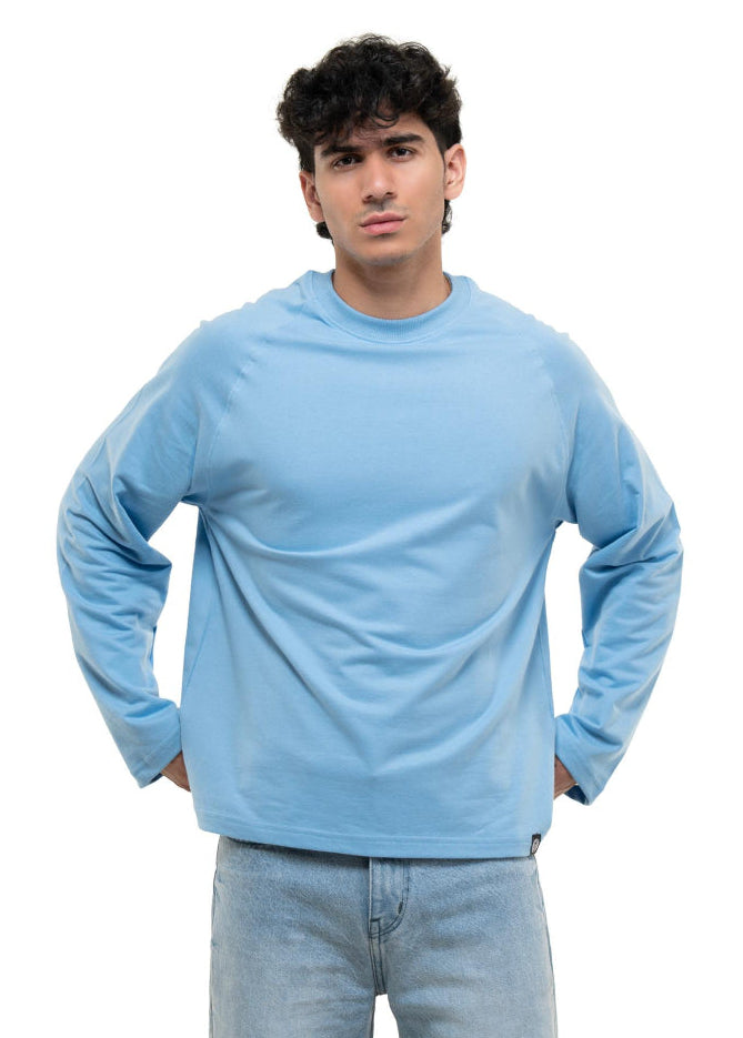 Sky Blue Cropped Raglan Tee