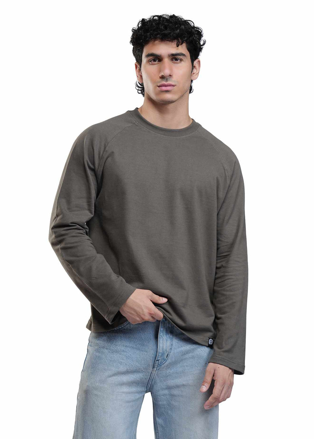 Dark Grey Cropped Raglan Tee
