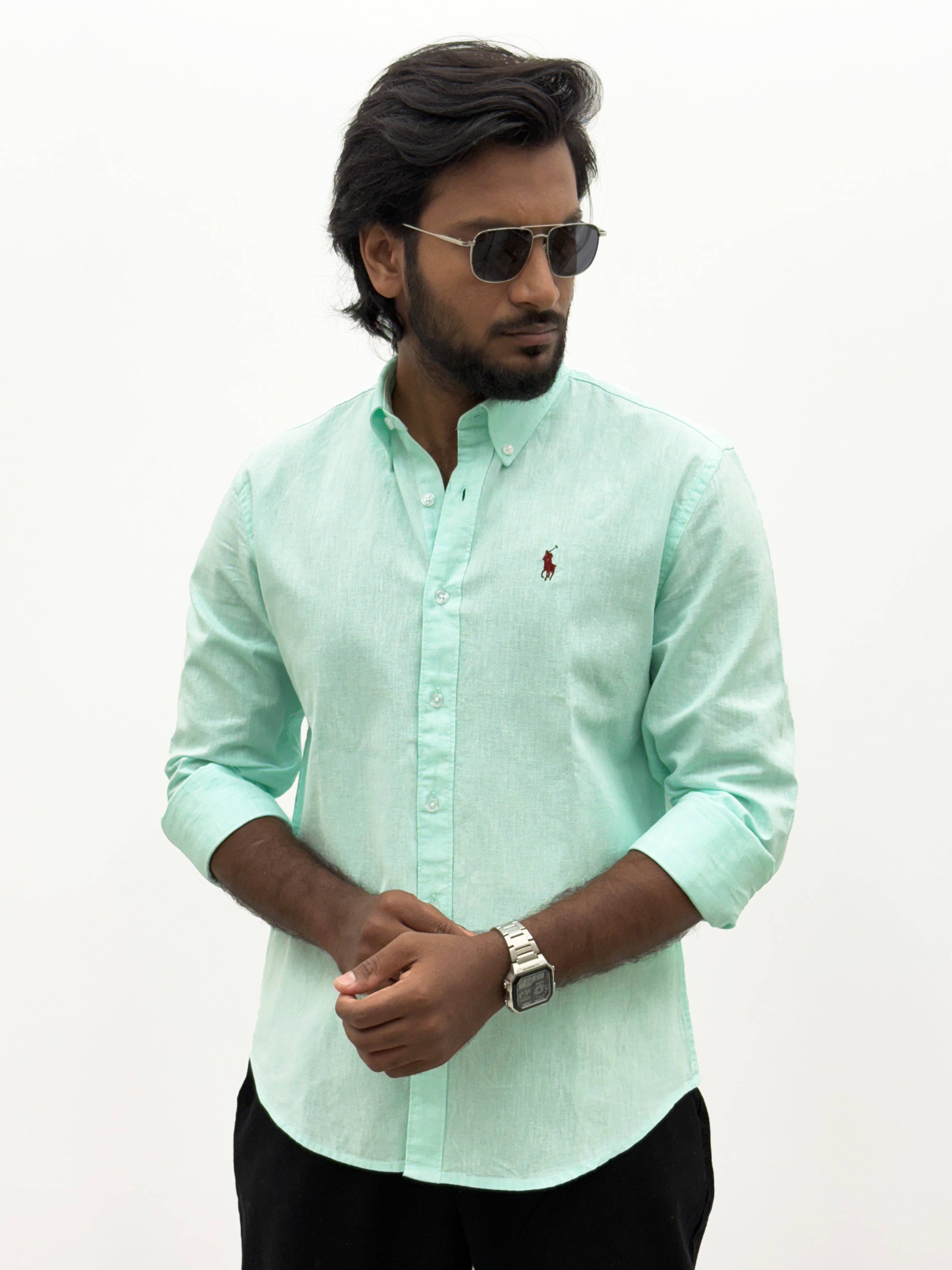 Aqua Green Linen Shirt