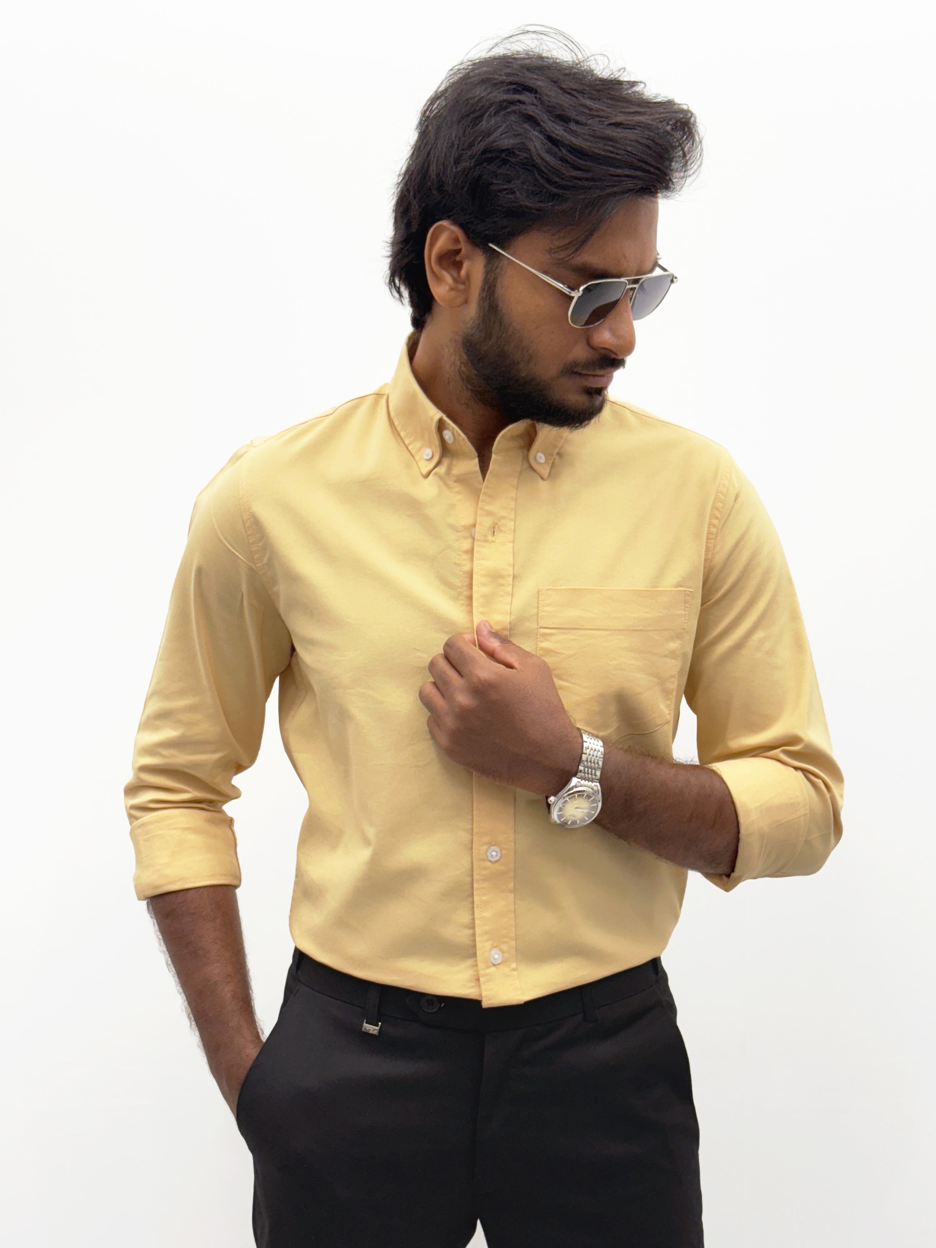 Light Yellow Plain Oxford Shirt