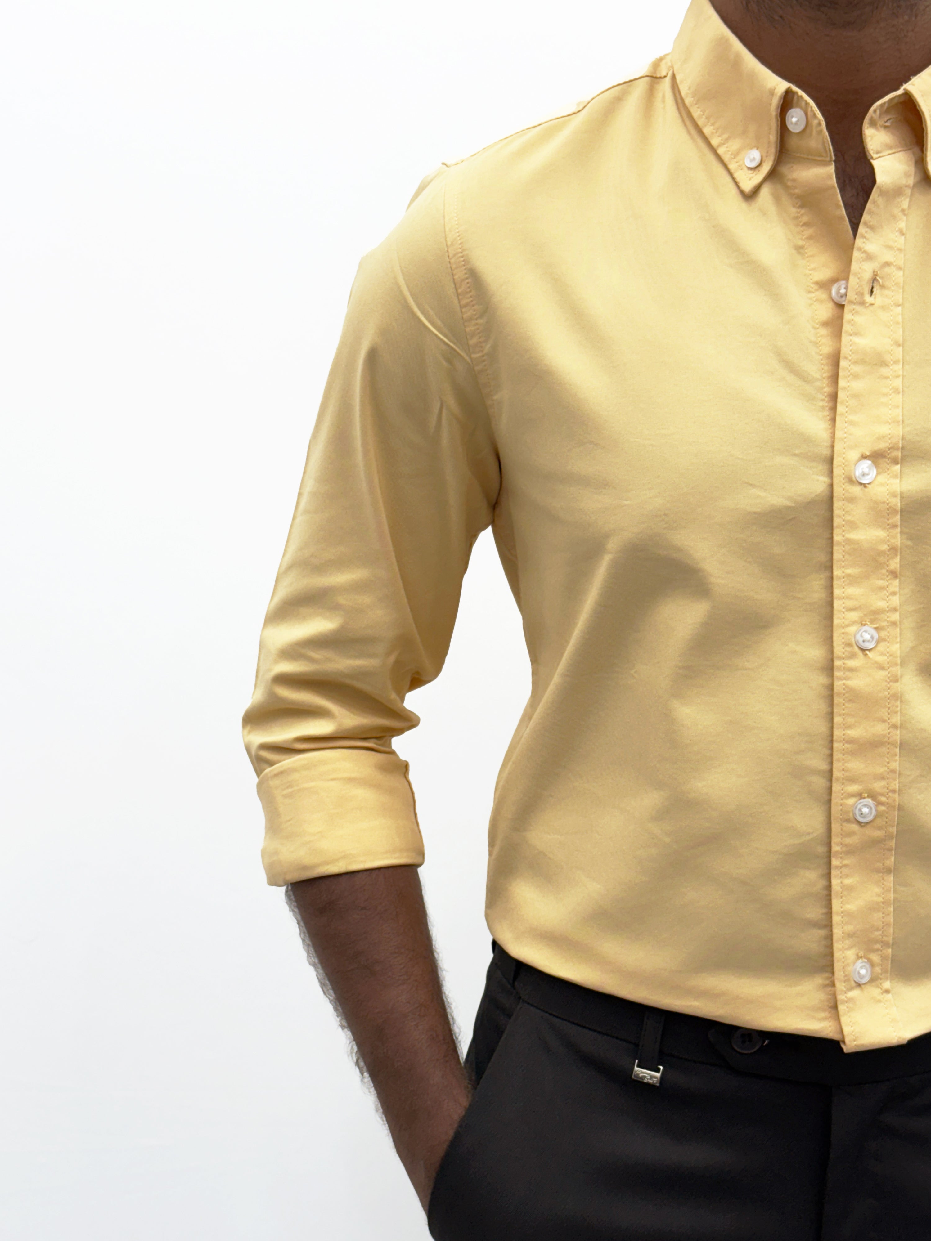 Light Yellow Plain Oxford Shirt