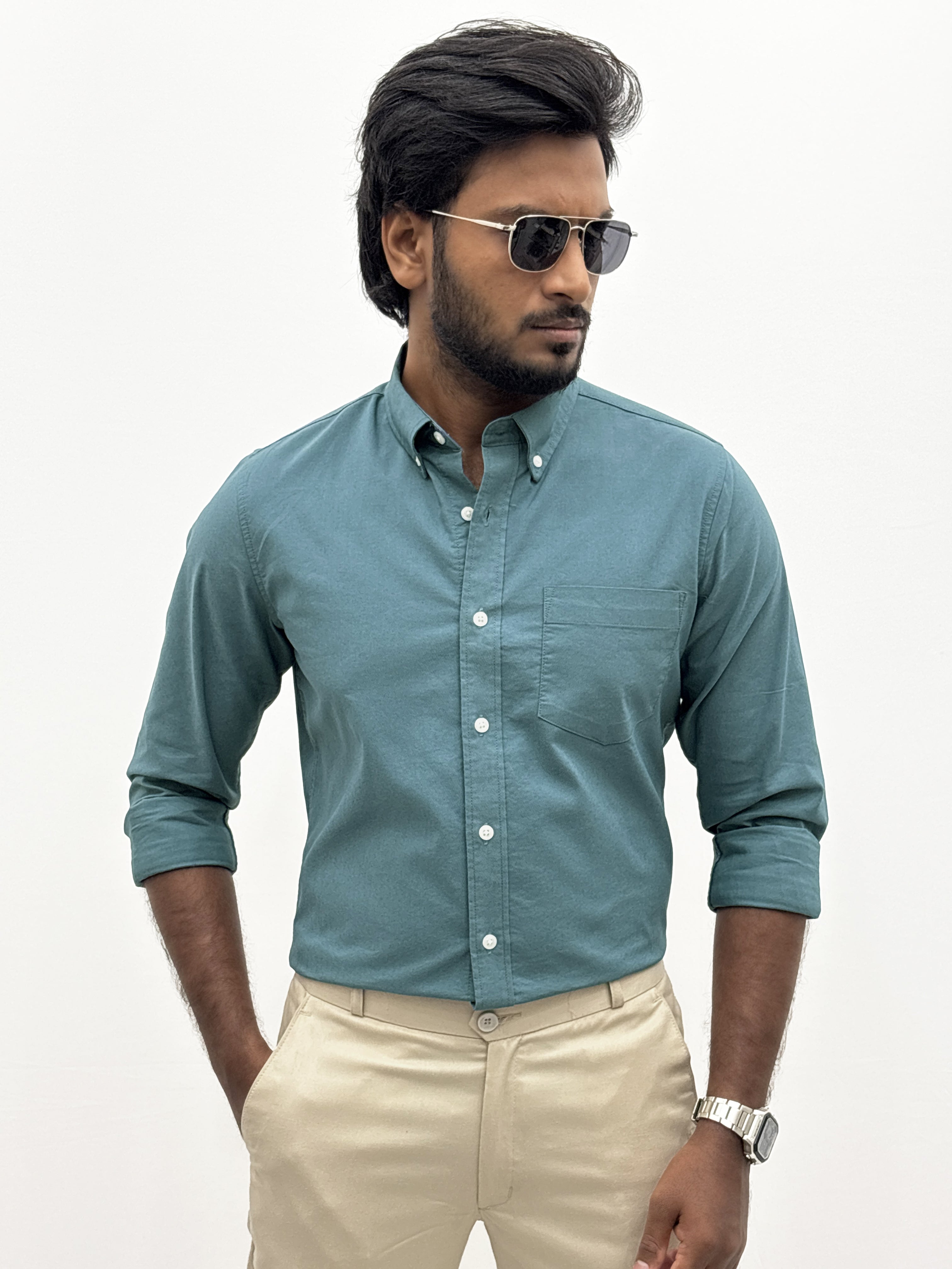 Cadet Blue Plain Oxford Shirt