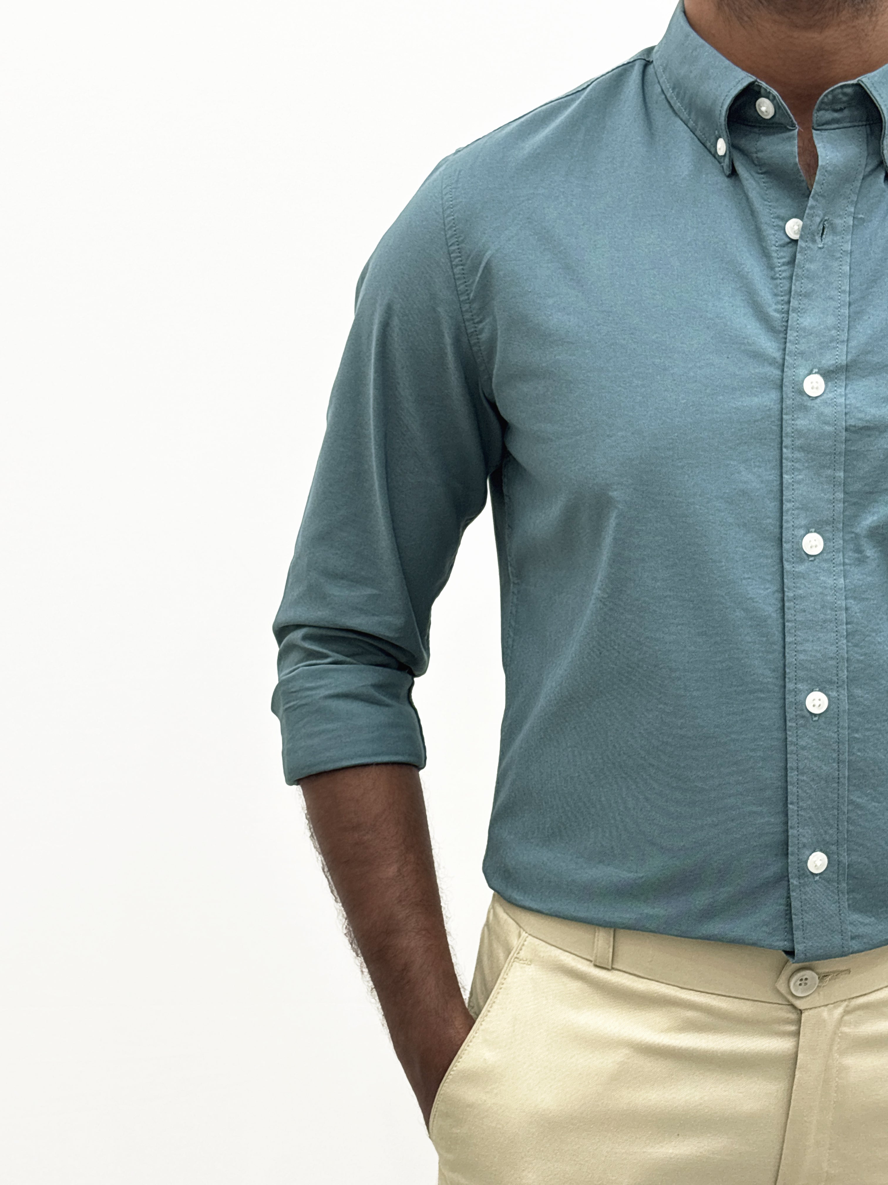 Cadet Blue Plain Oxford Shirt