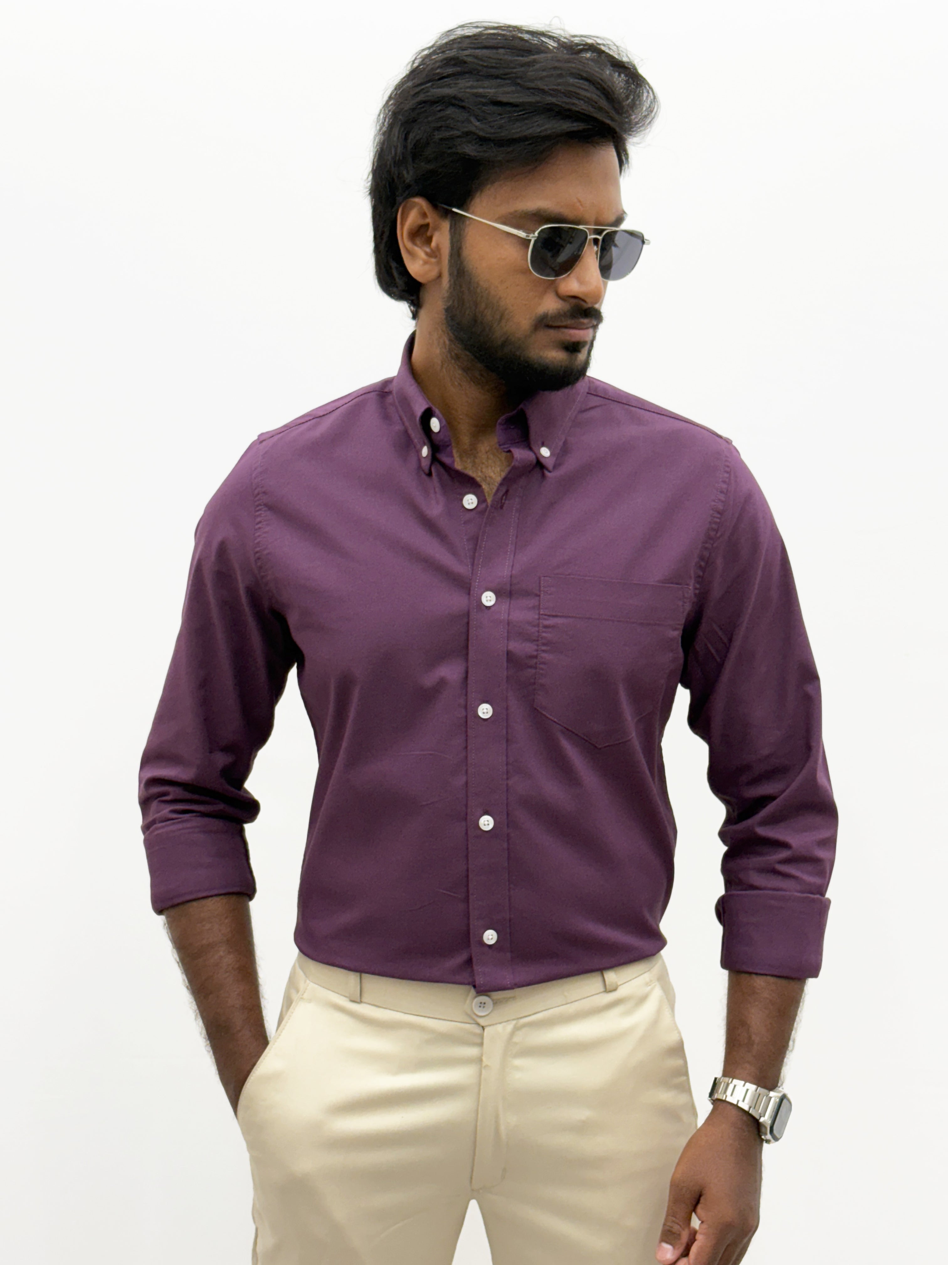 Voilet Plain Oxford Shirt