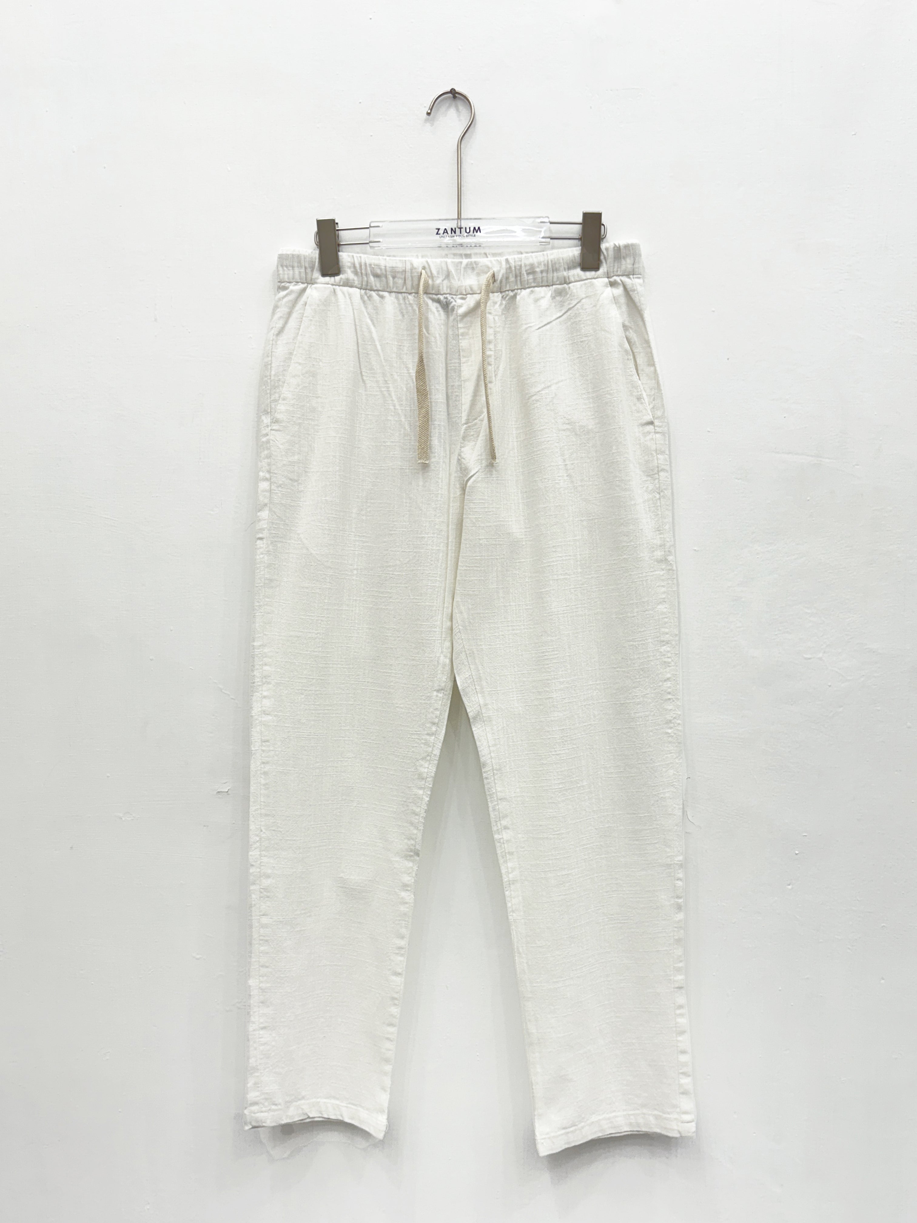 White Relax Fit Linen Pants