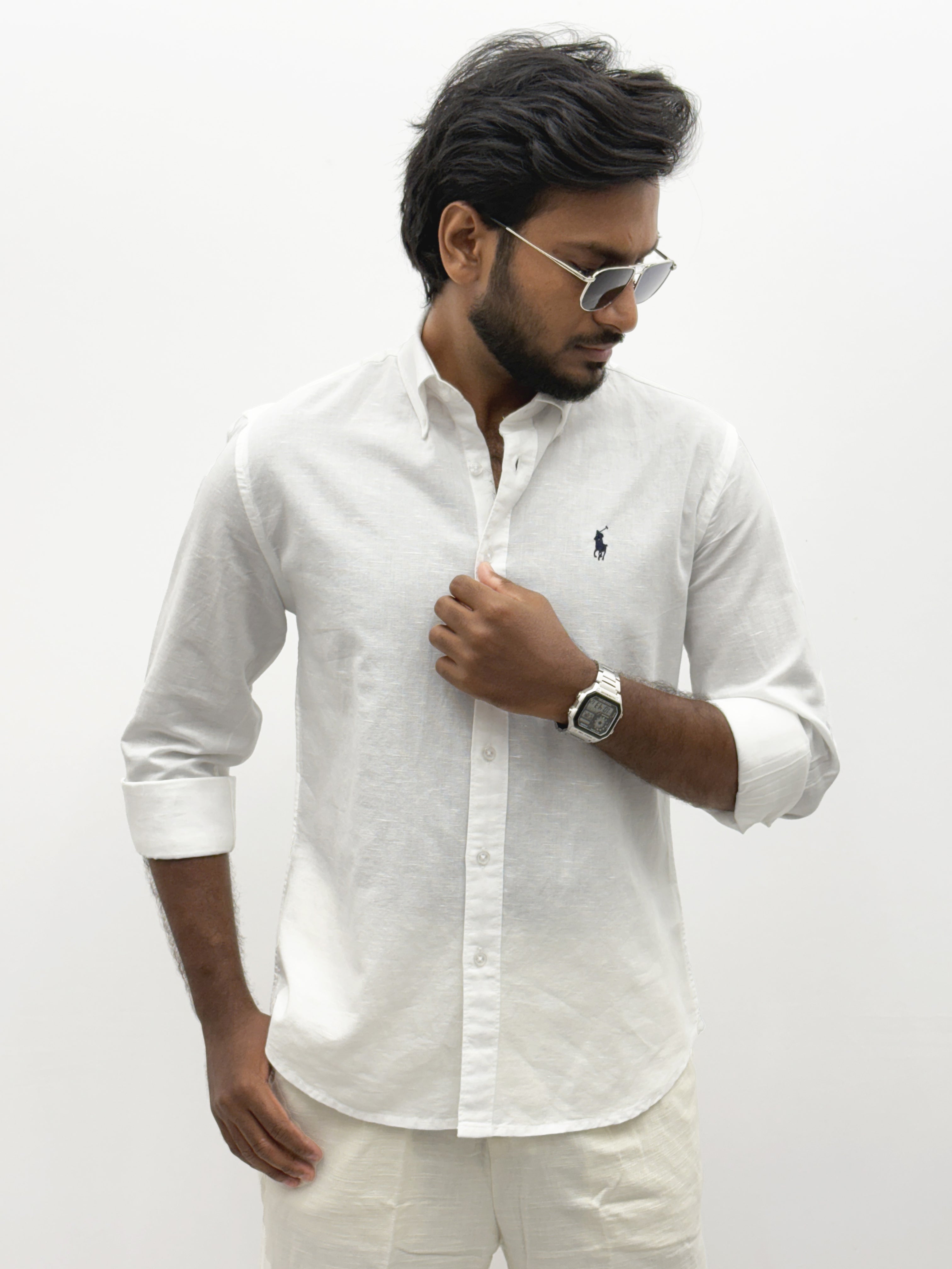 White Plain Linen Shirt