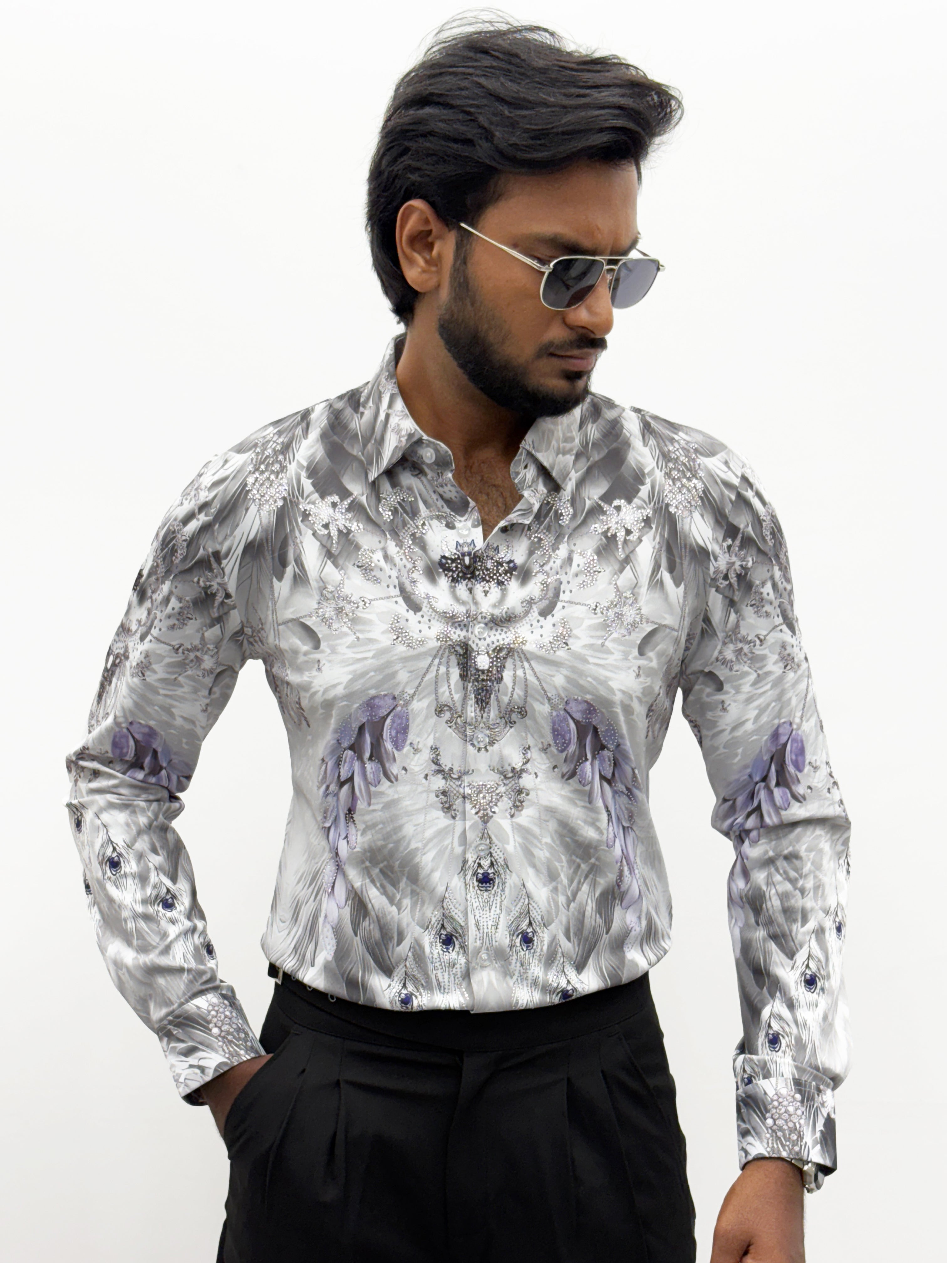 White Retro IMP Designer Stone Work Shirt