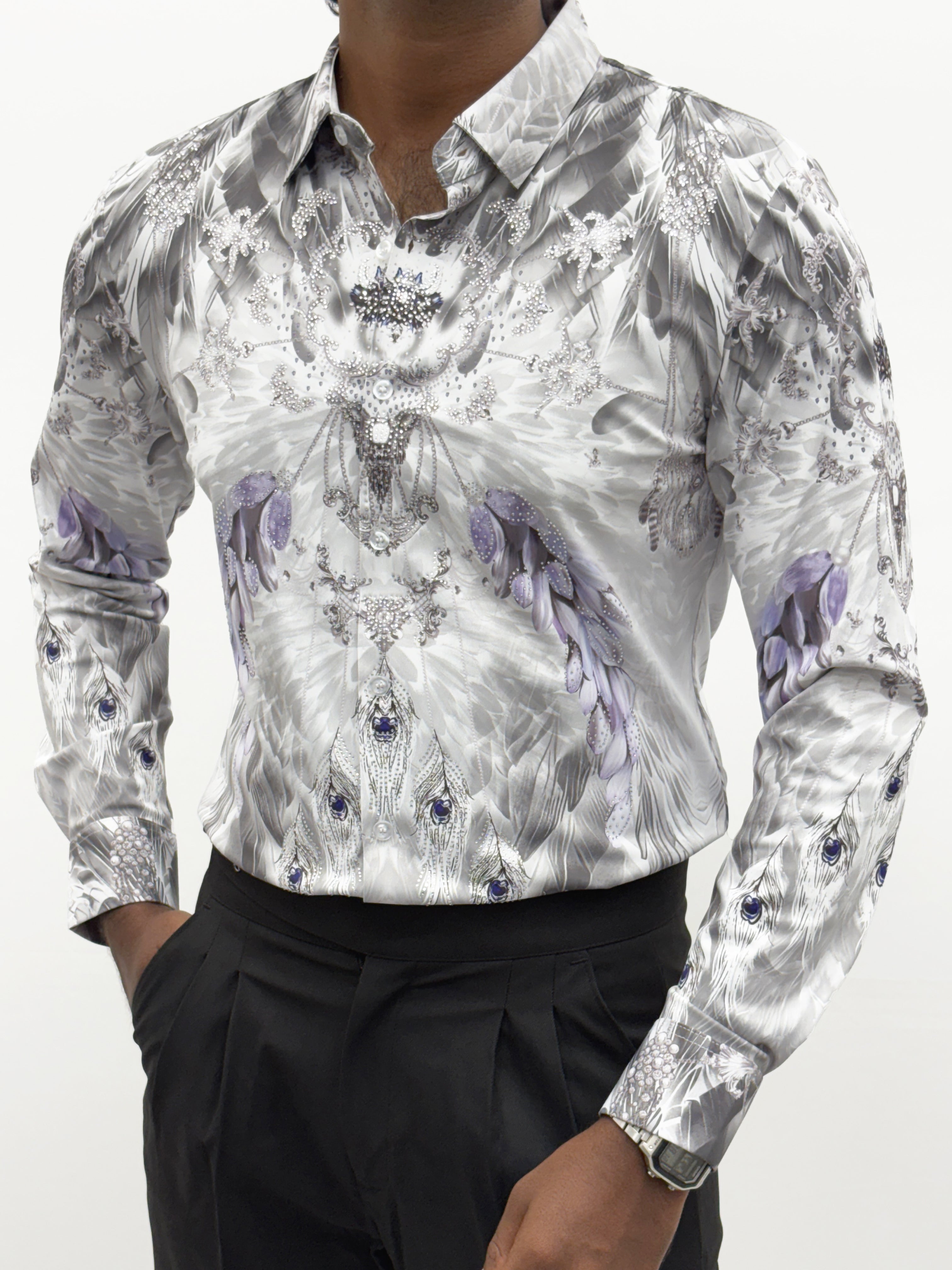 White Retro IMP Designer Stone Work Shirt