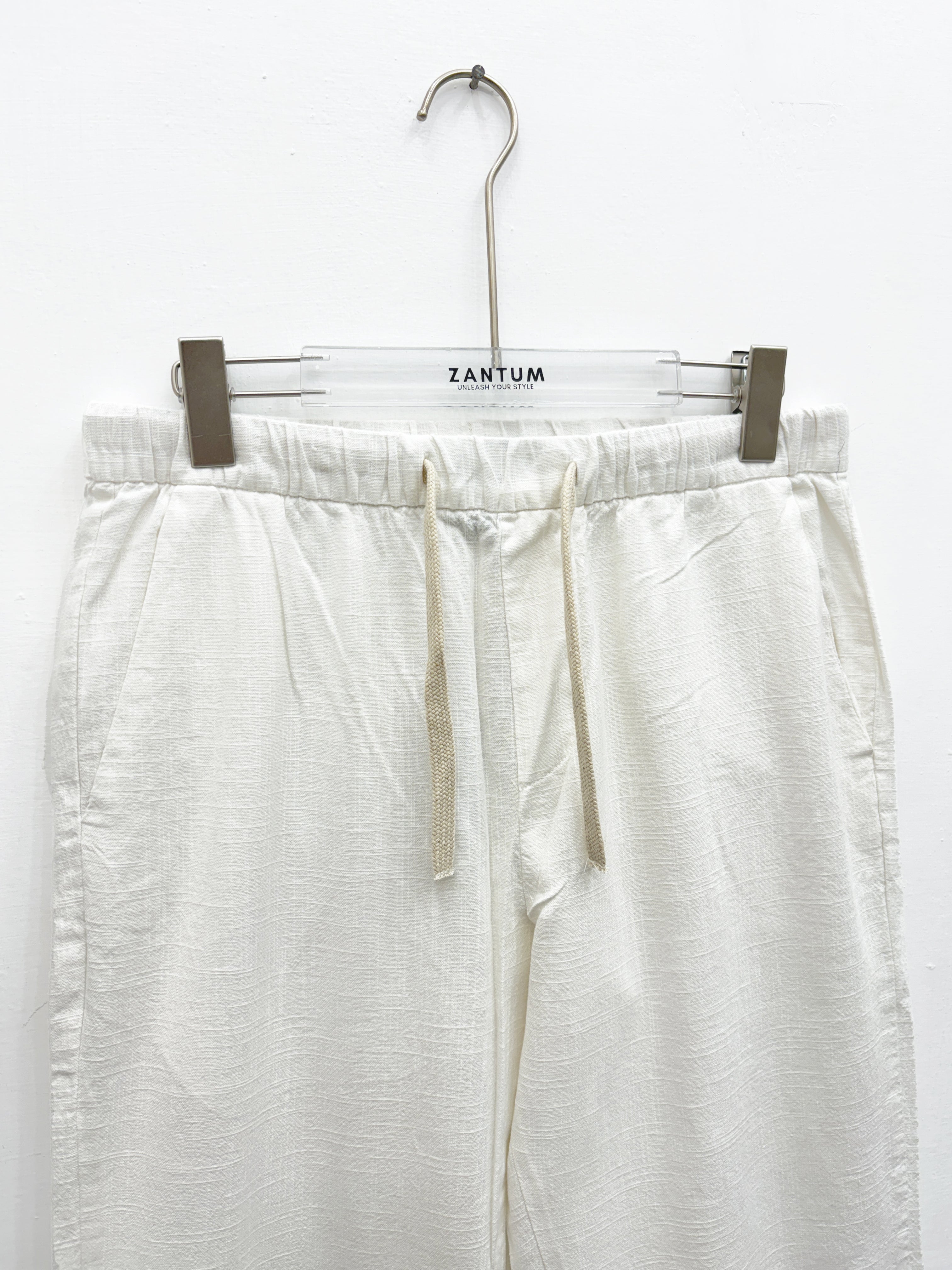 White Relax Fit Linen Pants