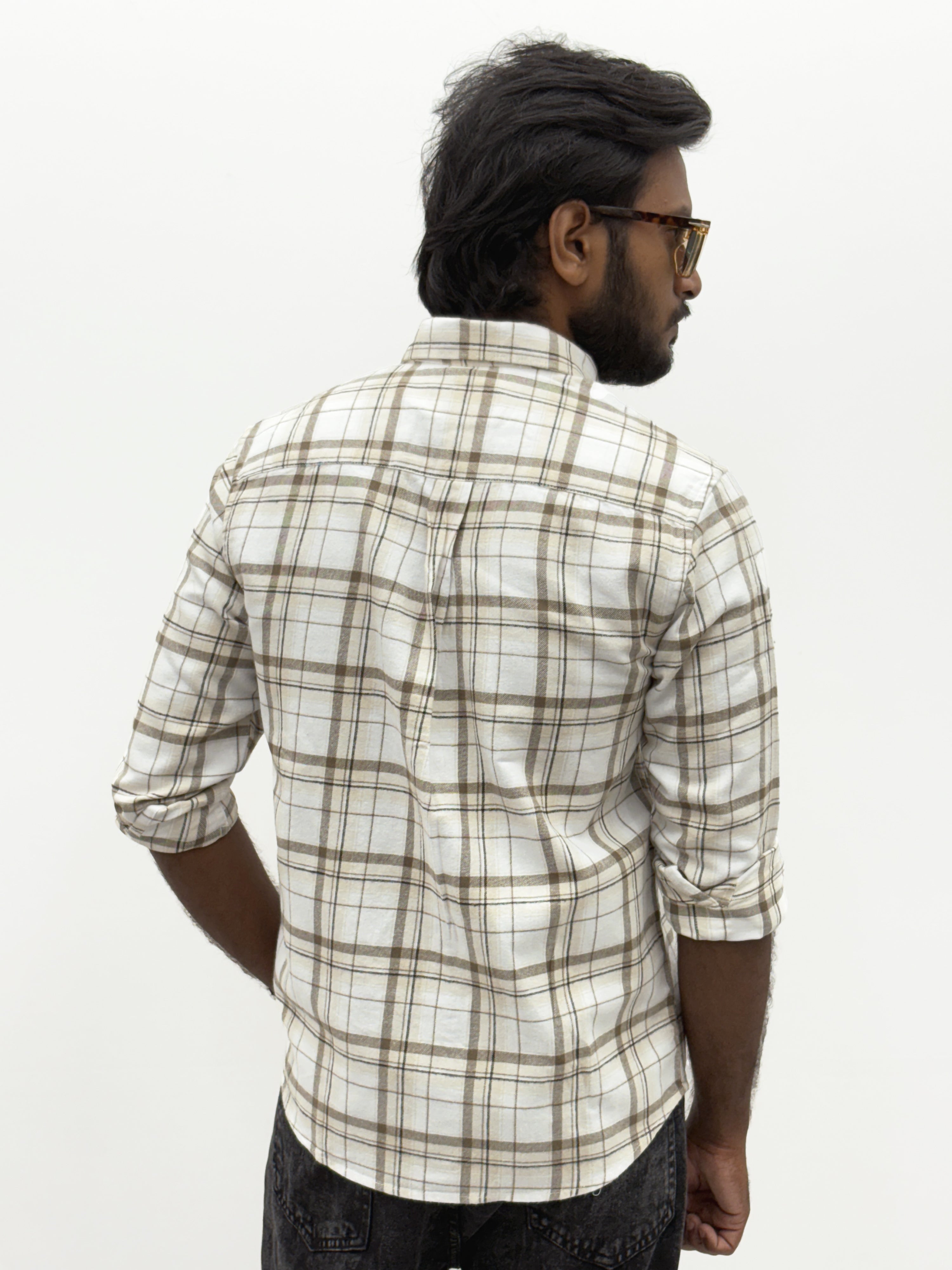 White Beige Flannel Shirt