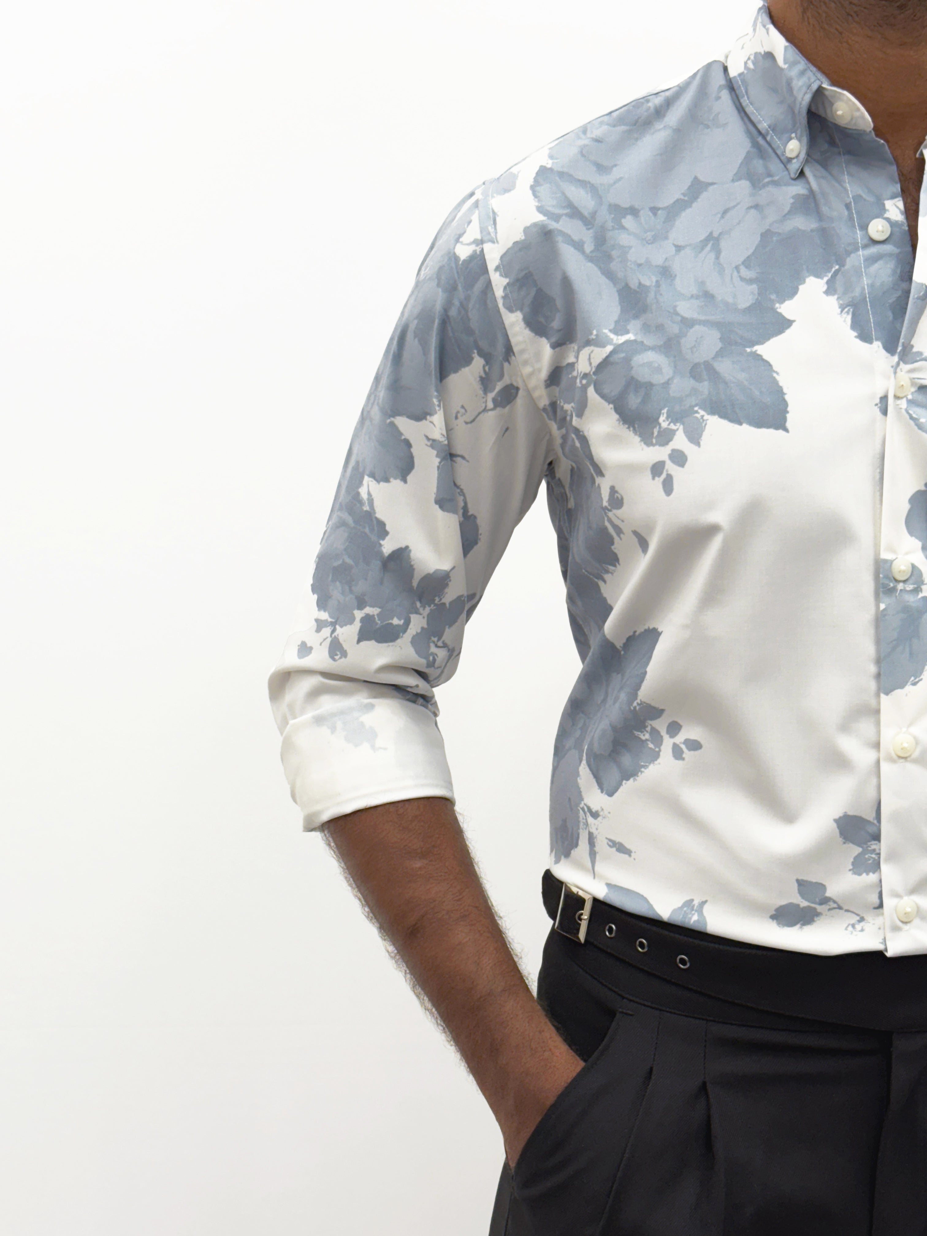 Blue White IMP Retro Printed Shirt