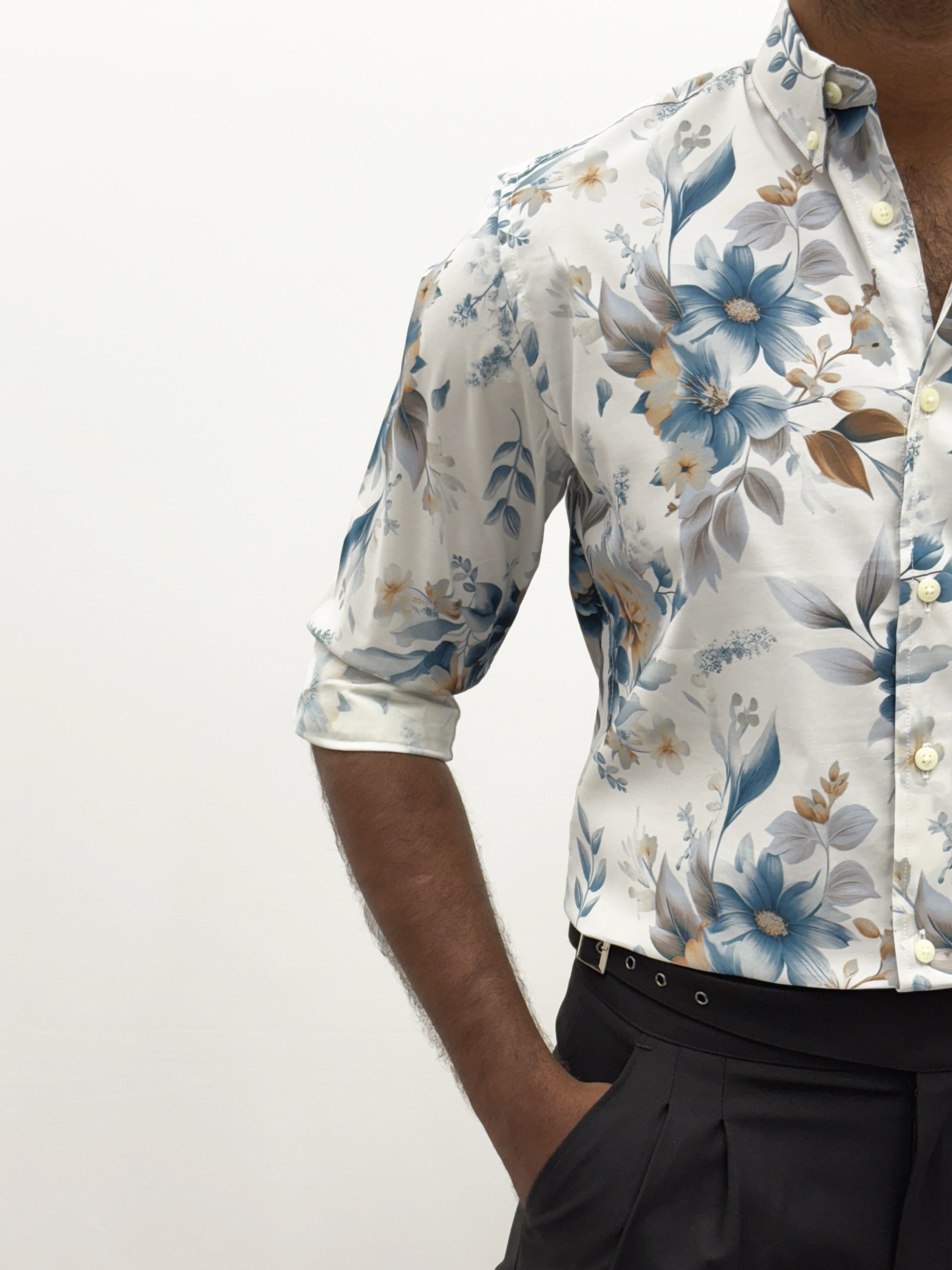White Blue IMP Retro Printed Shirt