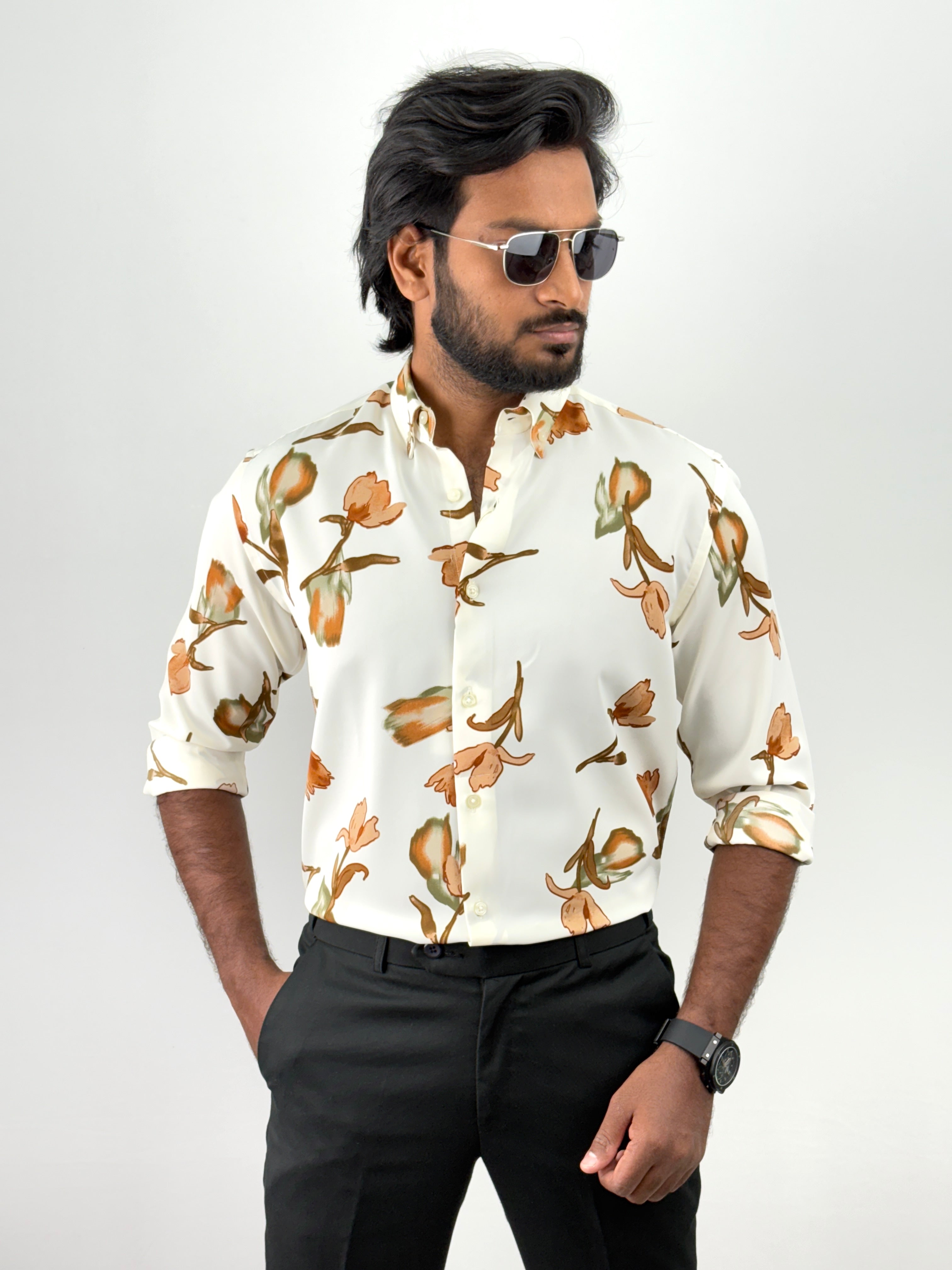 White Fawn Retro Printed Shirt