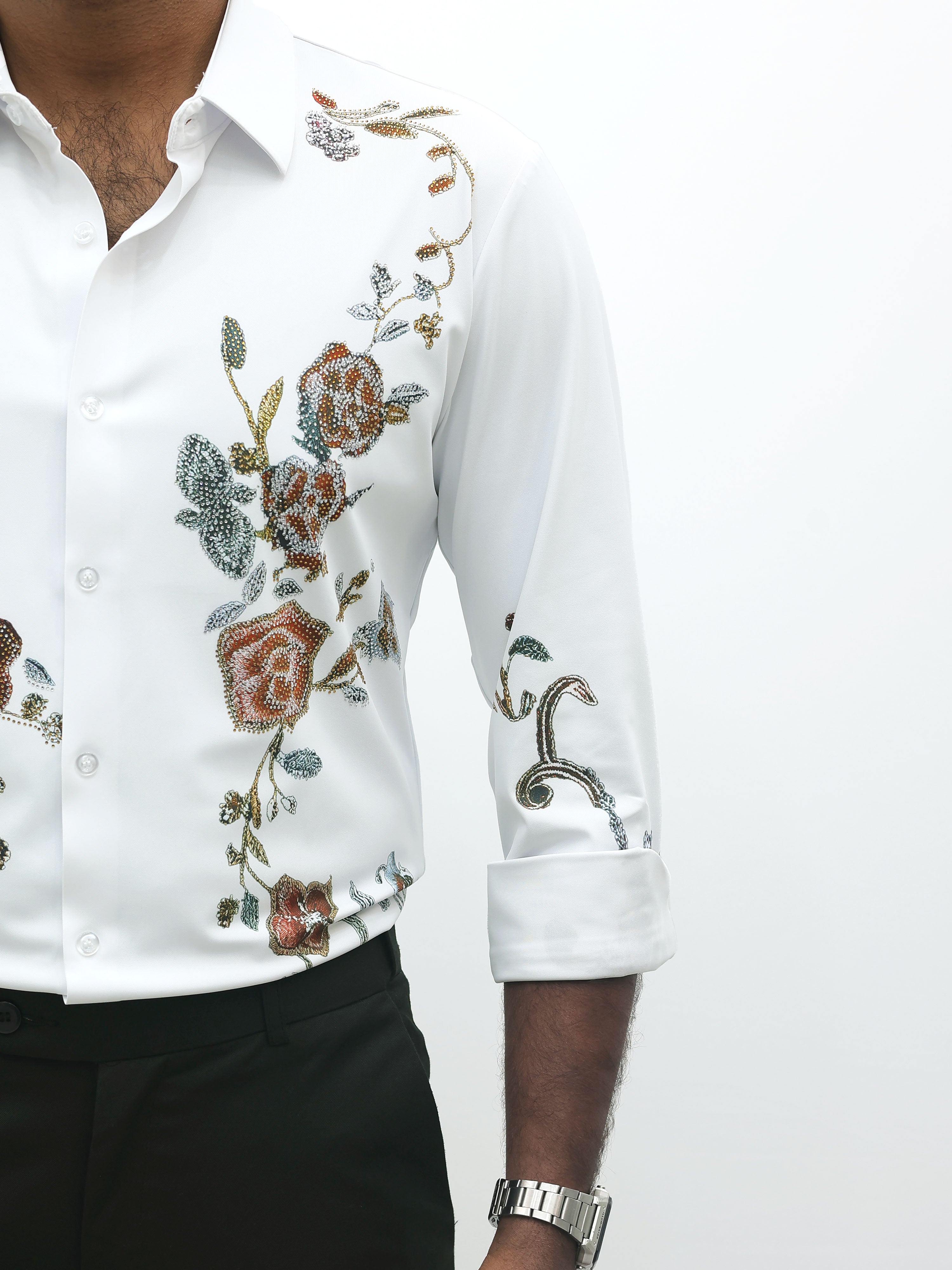 White Rose IMP Designer Stone Work Shirt