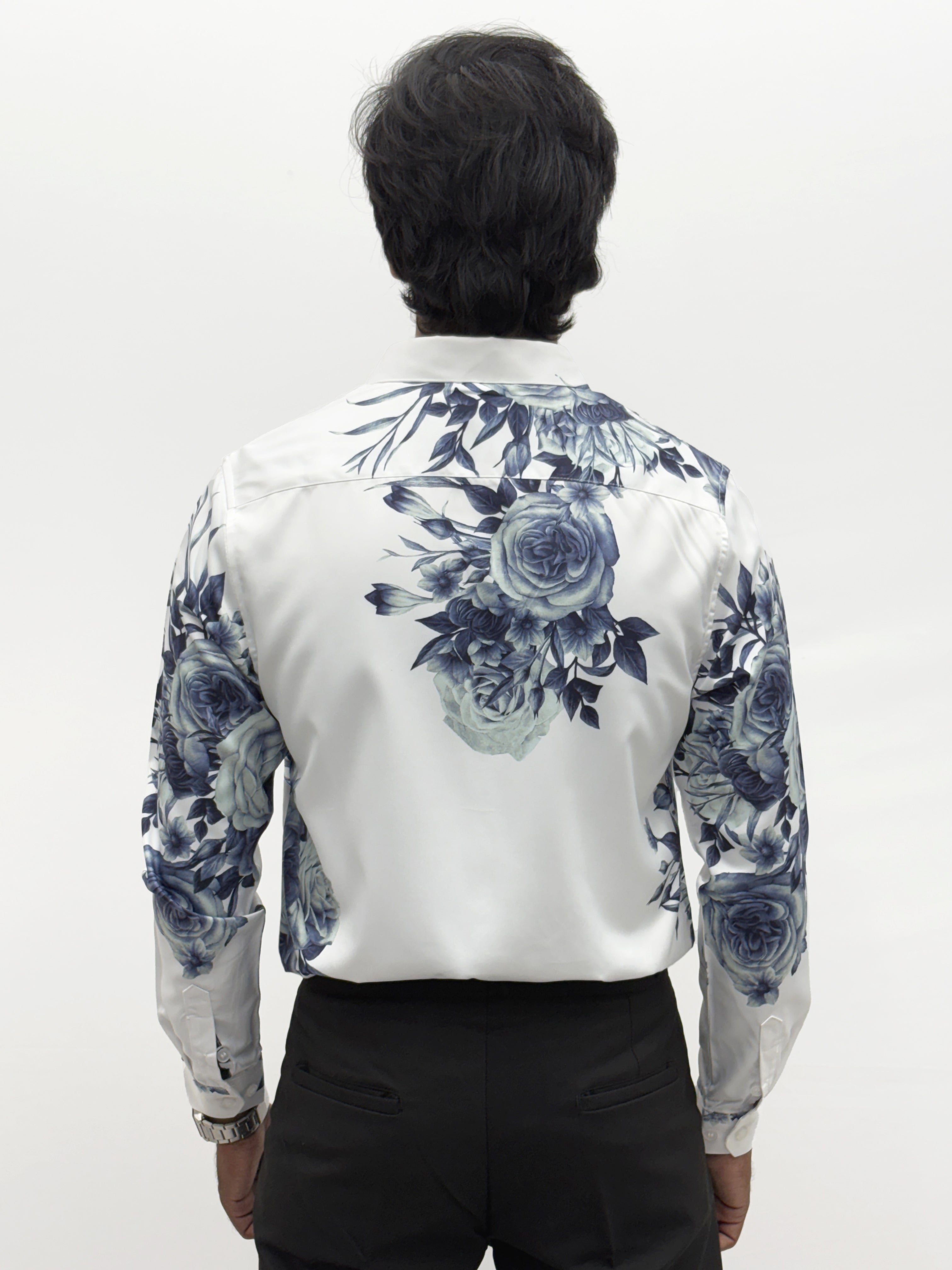 White Floral IMP Designer Stone Work Shirt