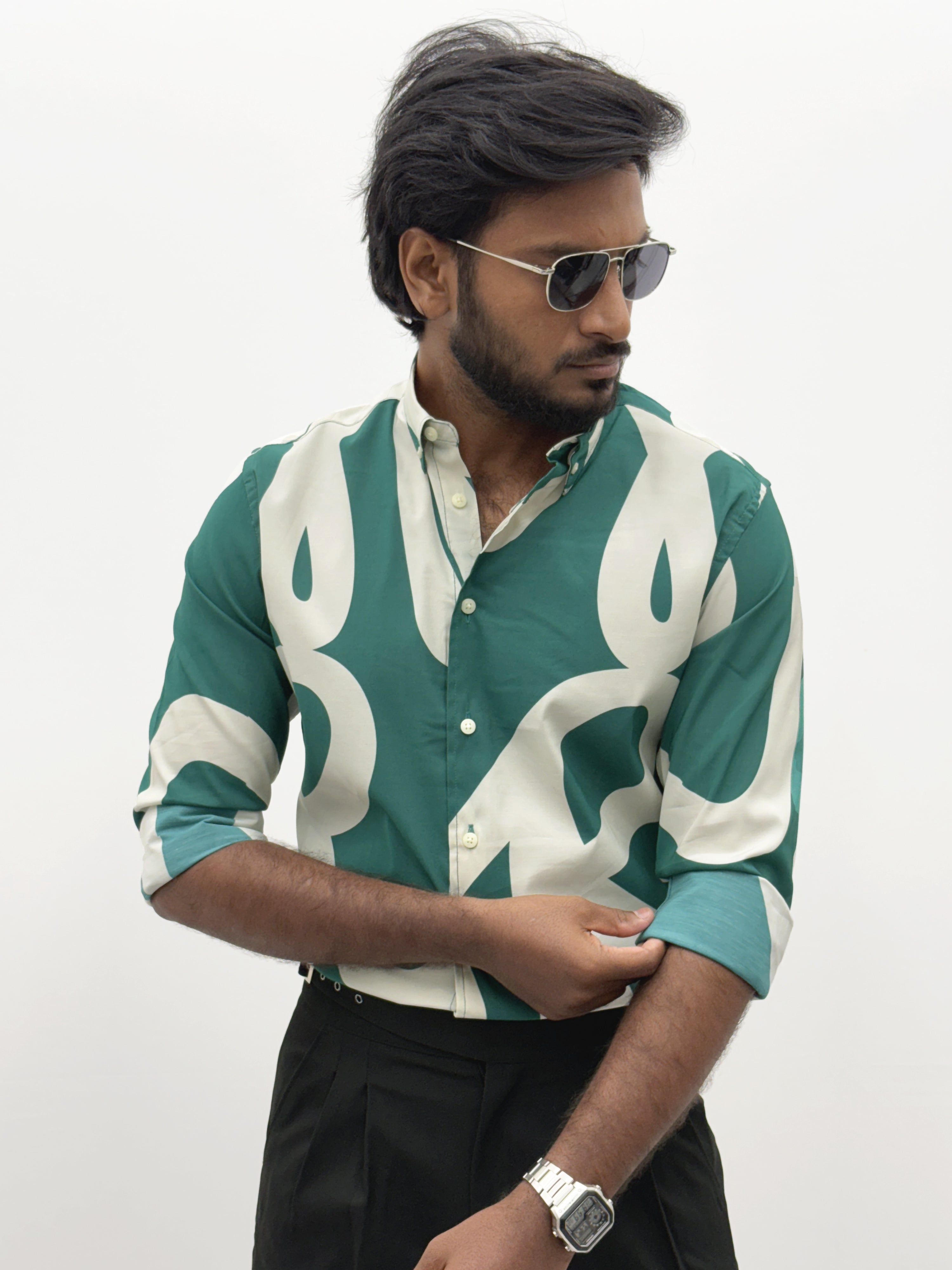 White Green IMP Retro Printed Shirt