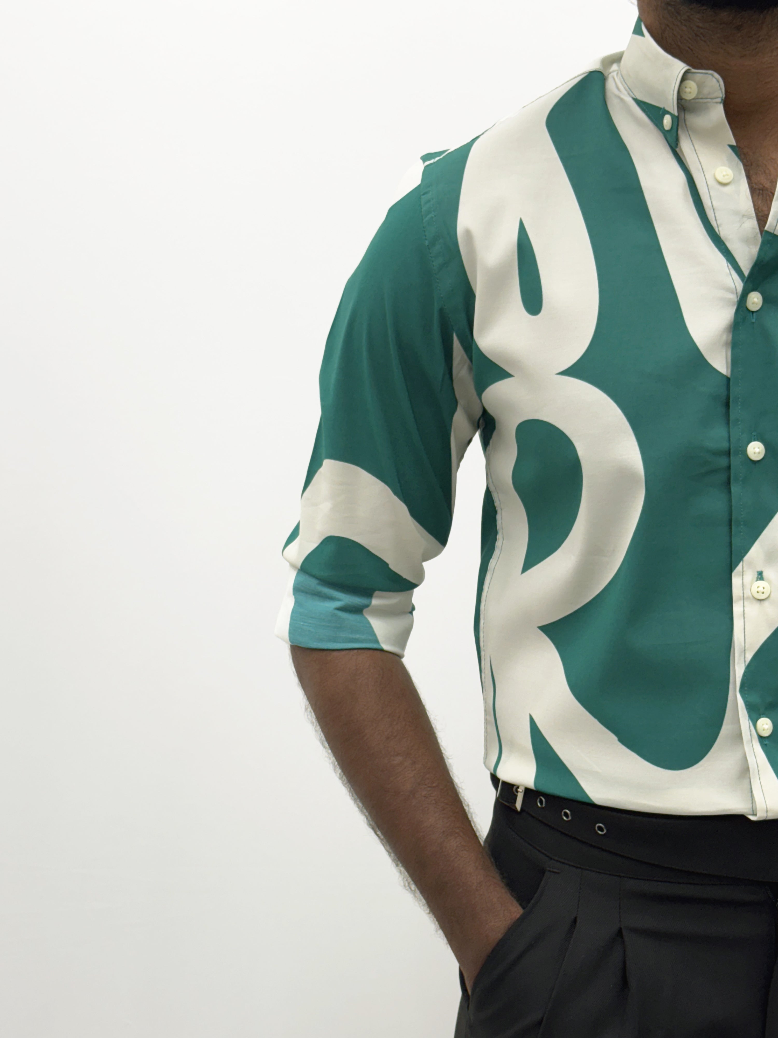 White Green IMP Retro Printed Shirt