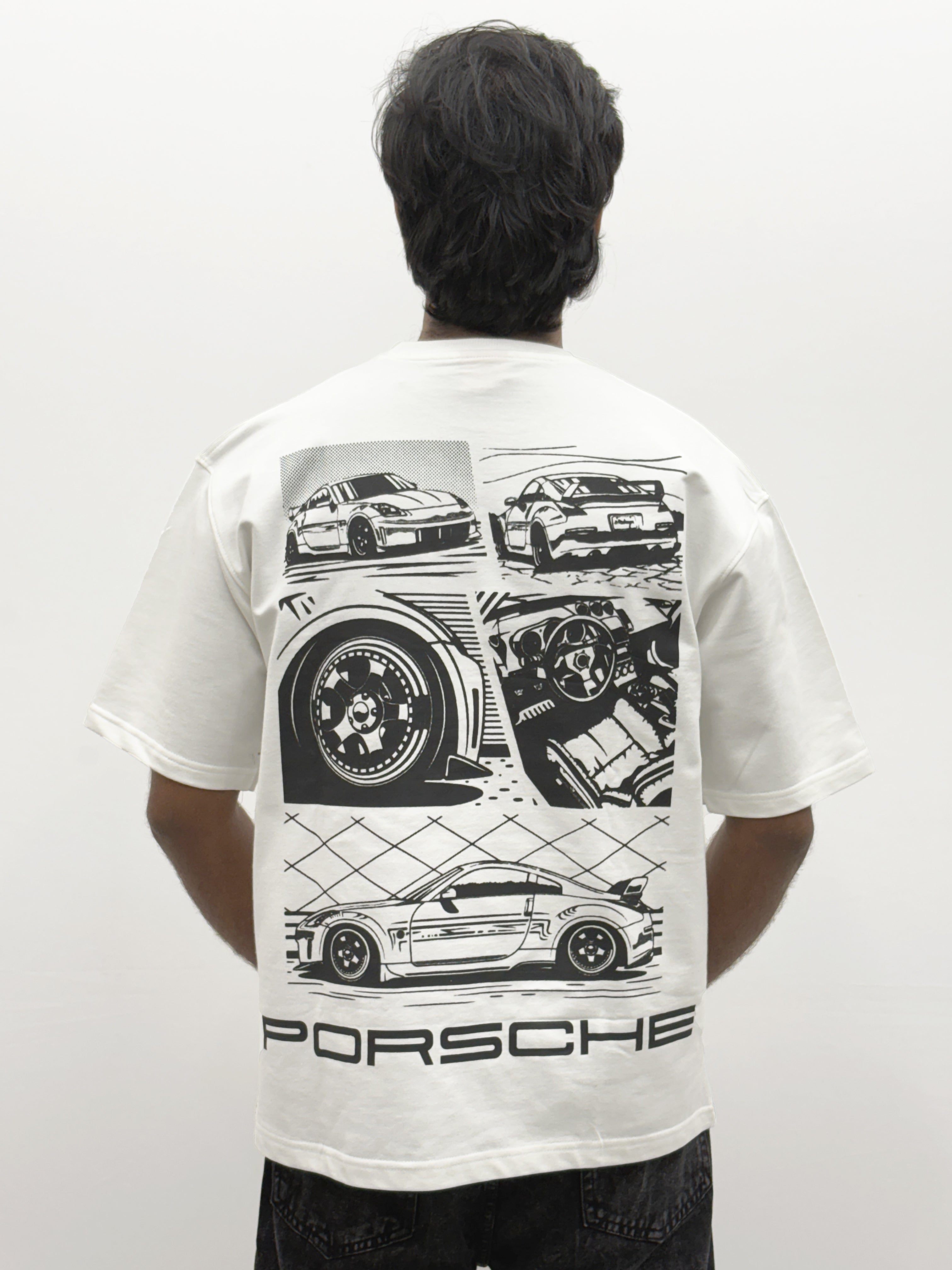 White Oversize Back Print  T-Shirt