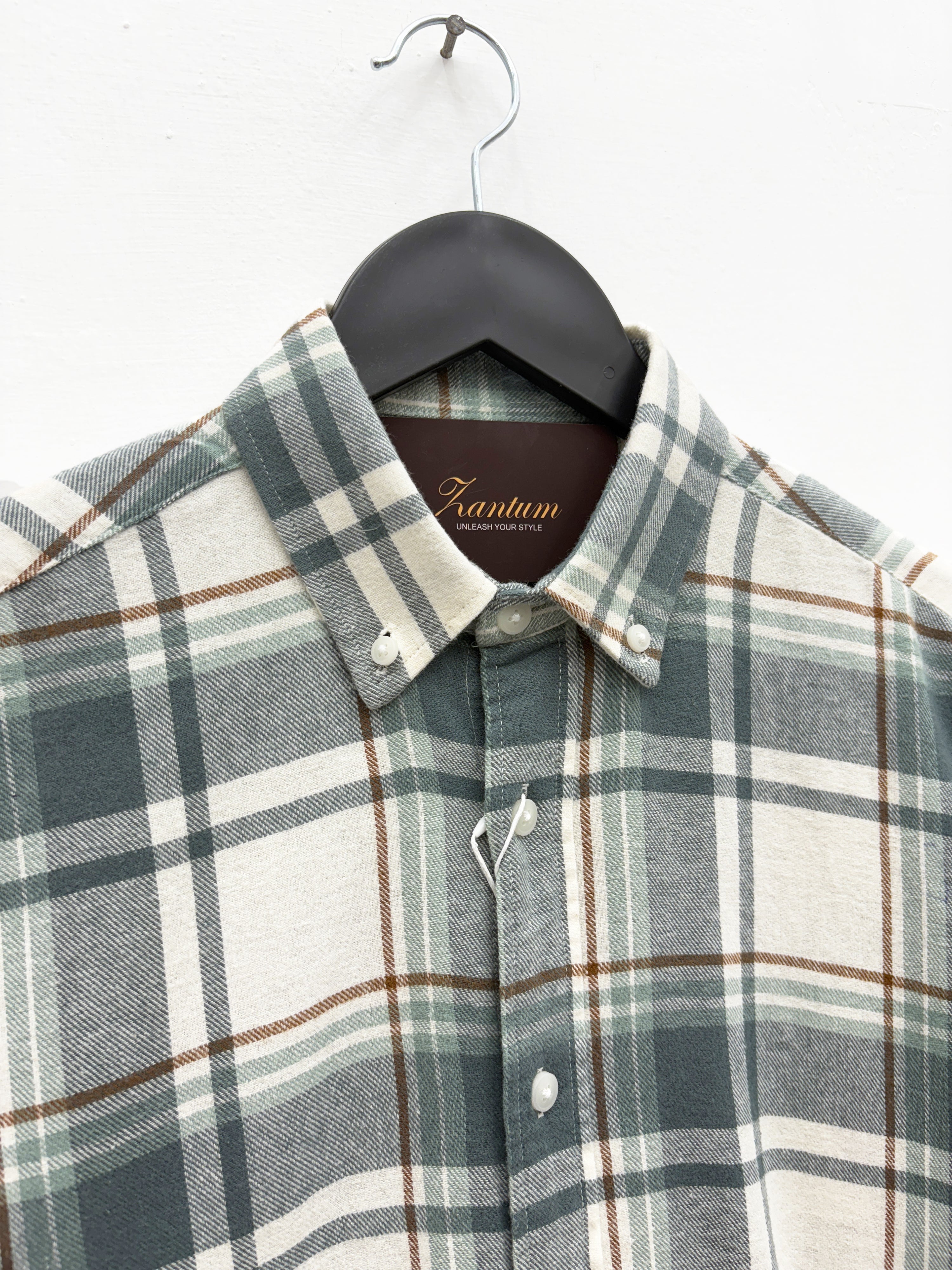 White Teal  Flannel Shirt