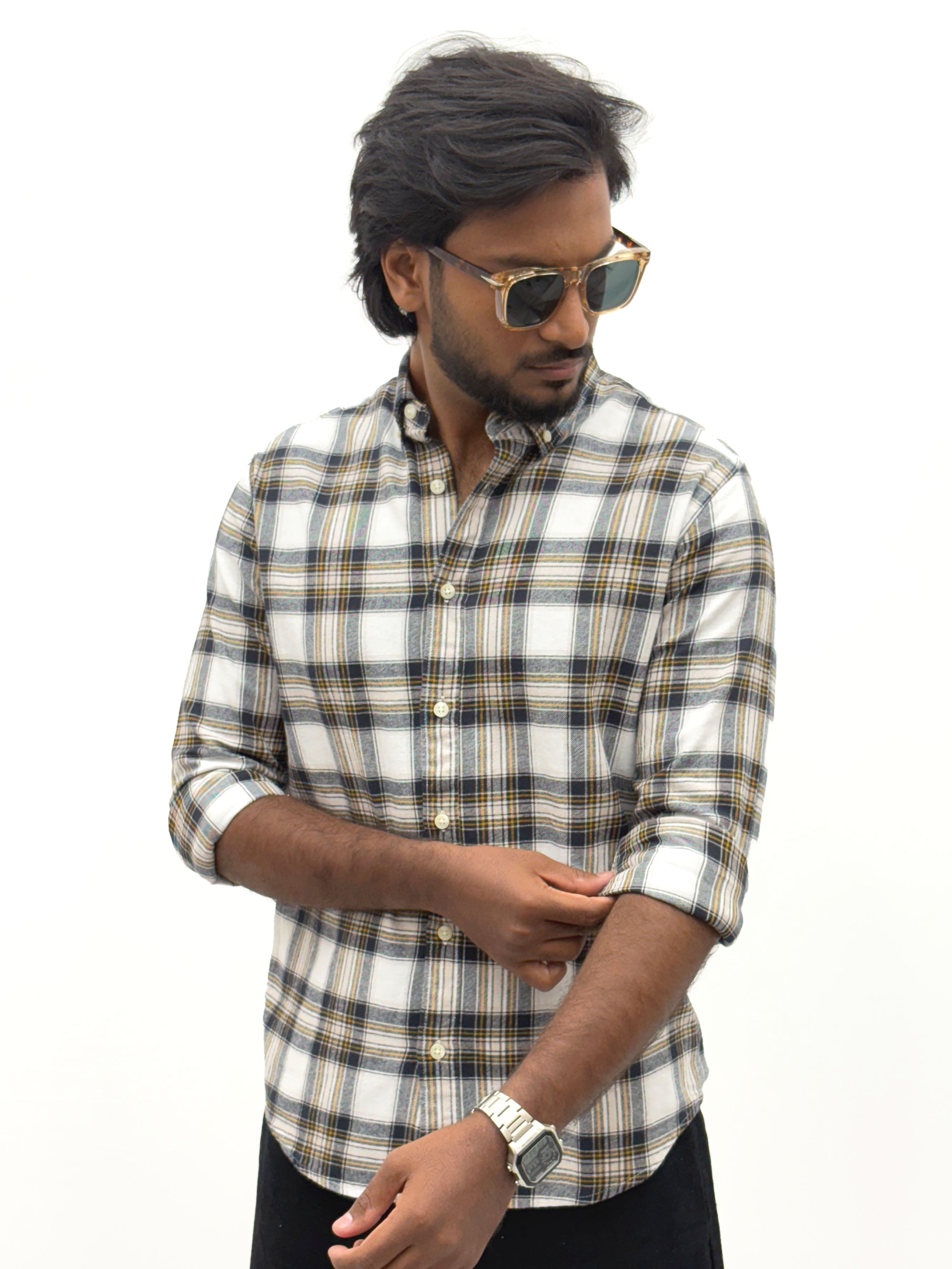 White Yellow Flannel Shirt