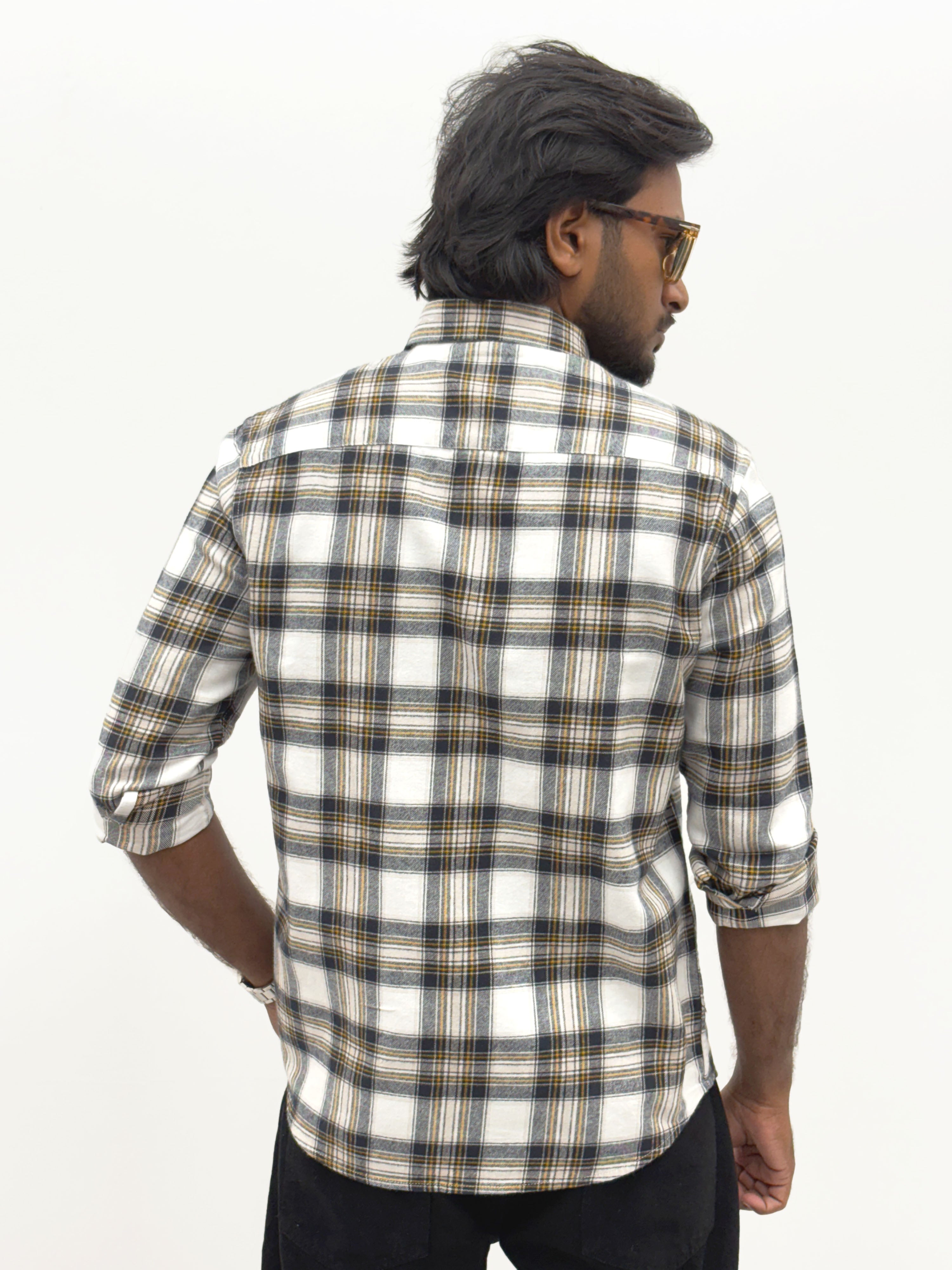 White Yellow Flannel Shirt