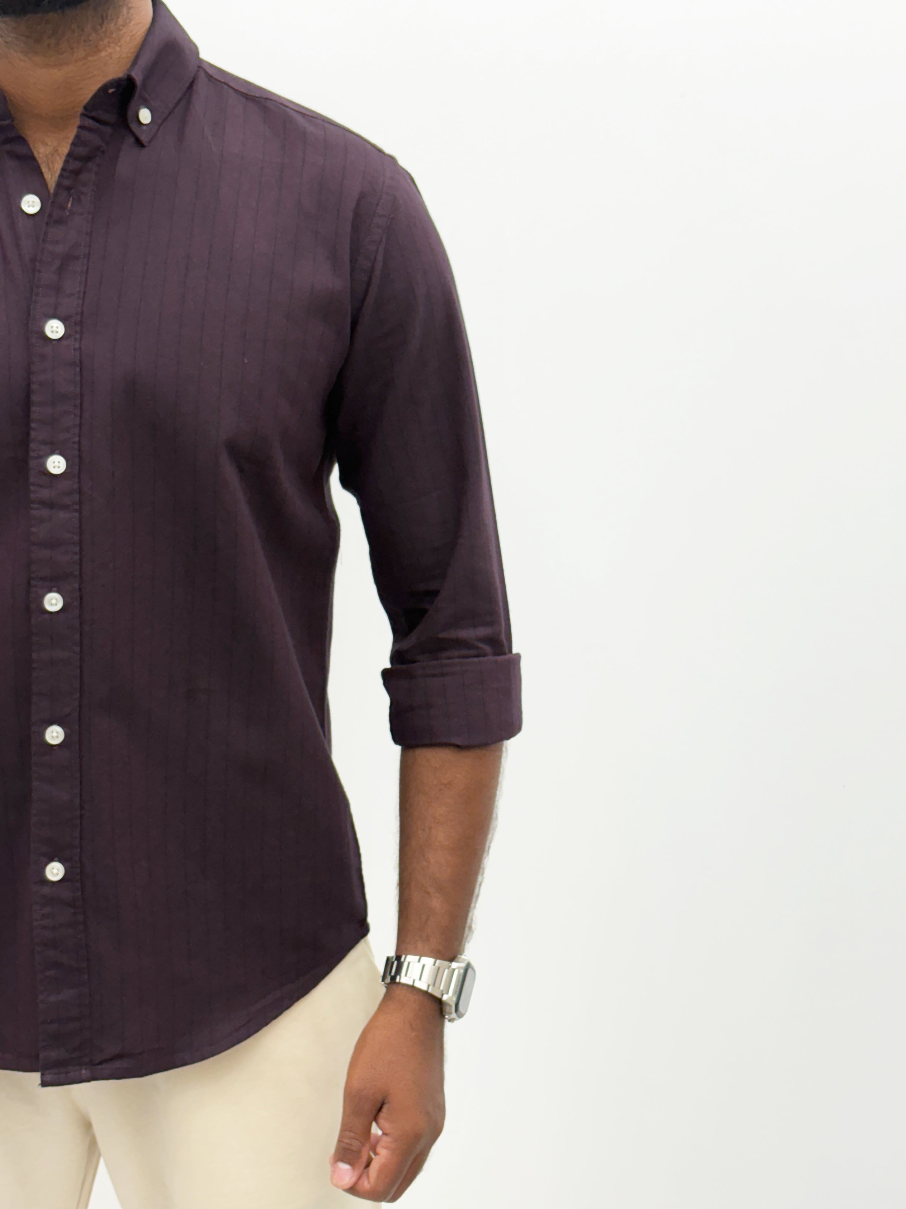 Wine Oxford Stripe Shirt